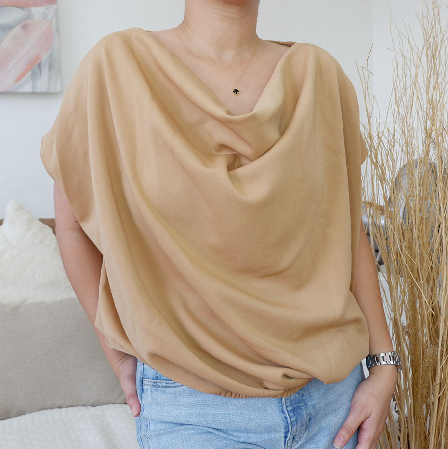 Cowl Square Top w/ Waist Garter