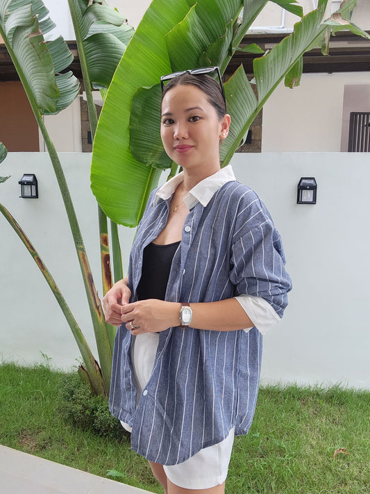 Striped Contrast Button Down Shirt