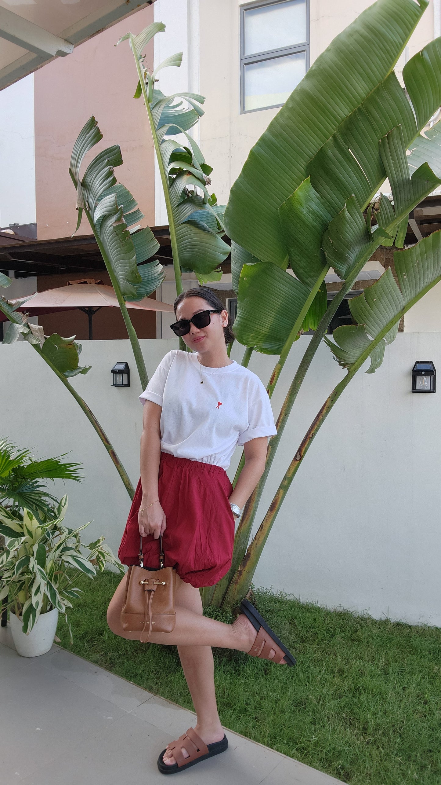 Embroidered “A” Heart Cotton T-Shirt Set