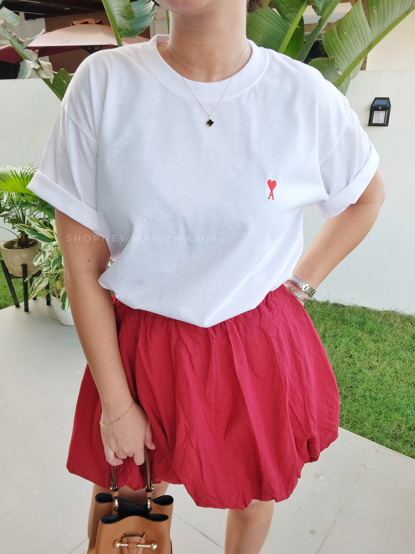 Embroidered “A” Heart Cotton T-Shirt