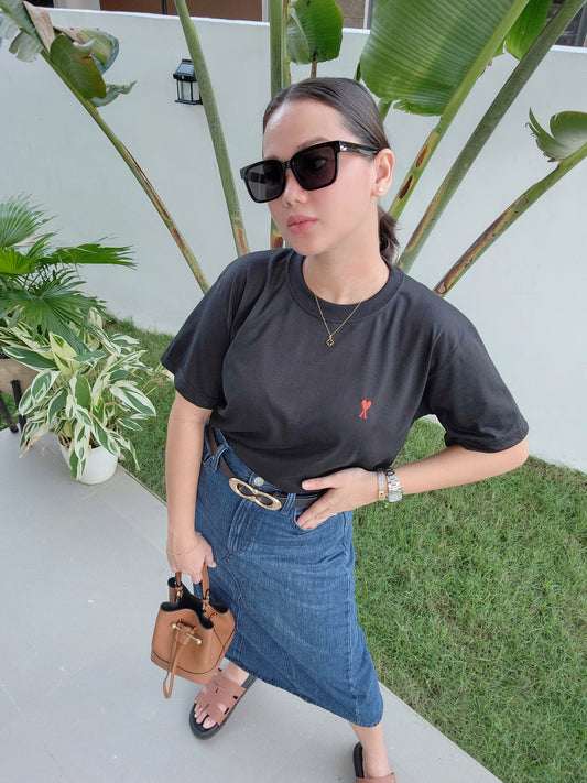 Embroidered “A” Heart Cotton T-Shirt