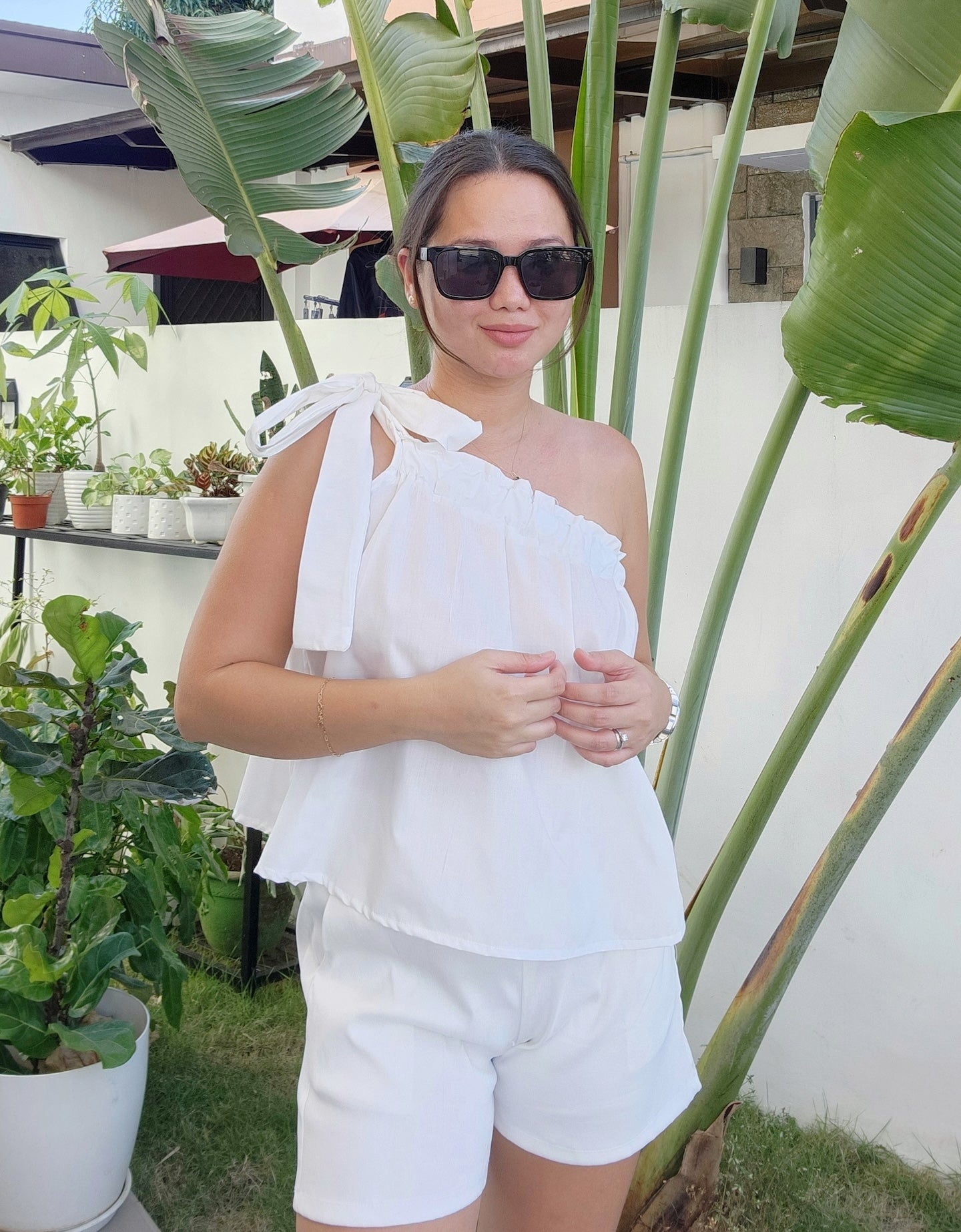 Side Shoulder Ribbon Top