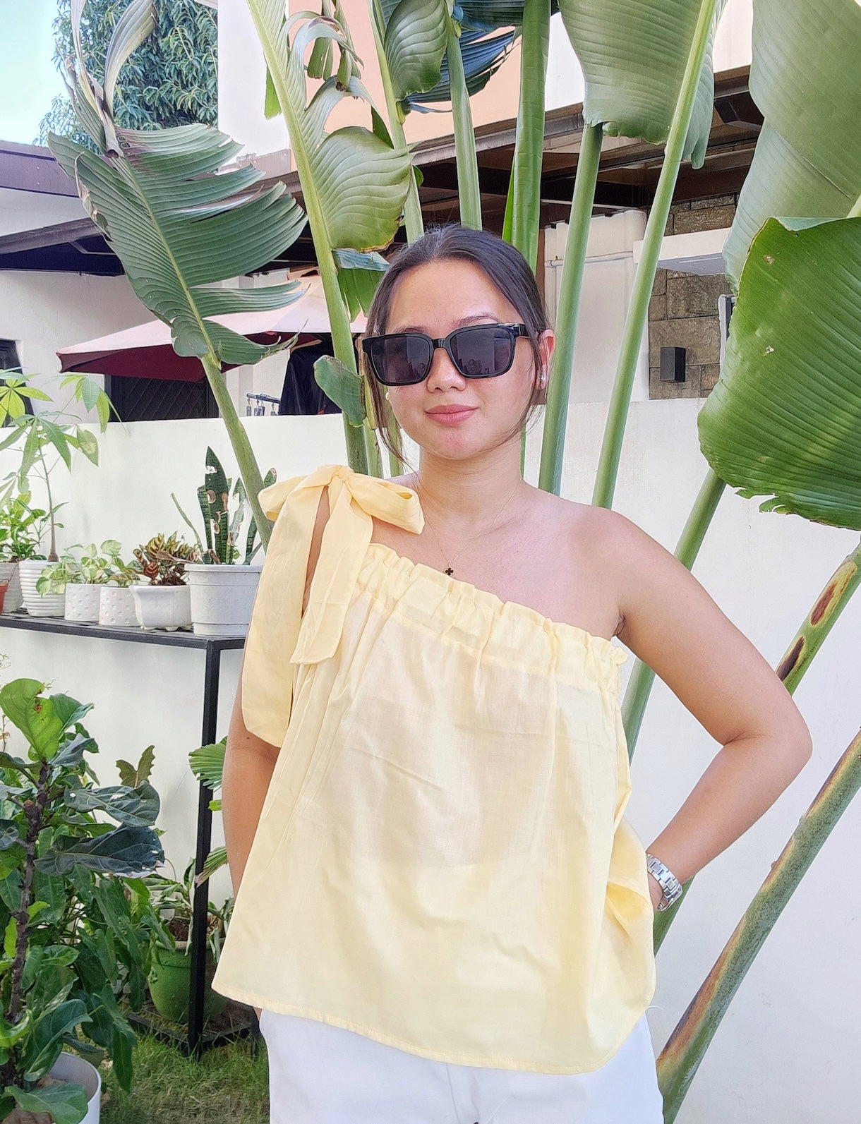 Side Shoulder Ribbon Top