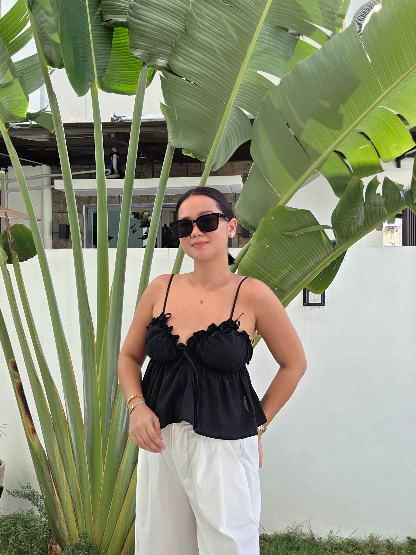 Strappy Ruched Ribbon Top