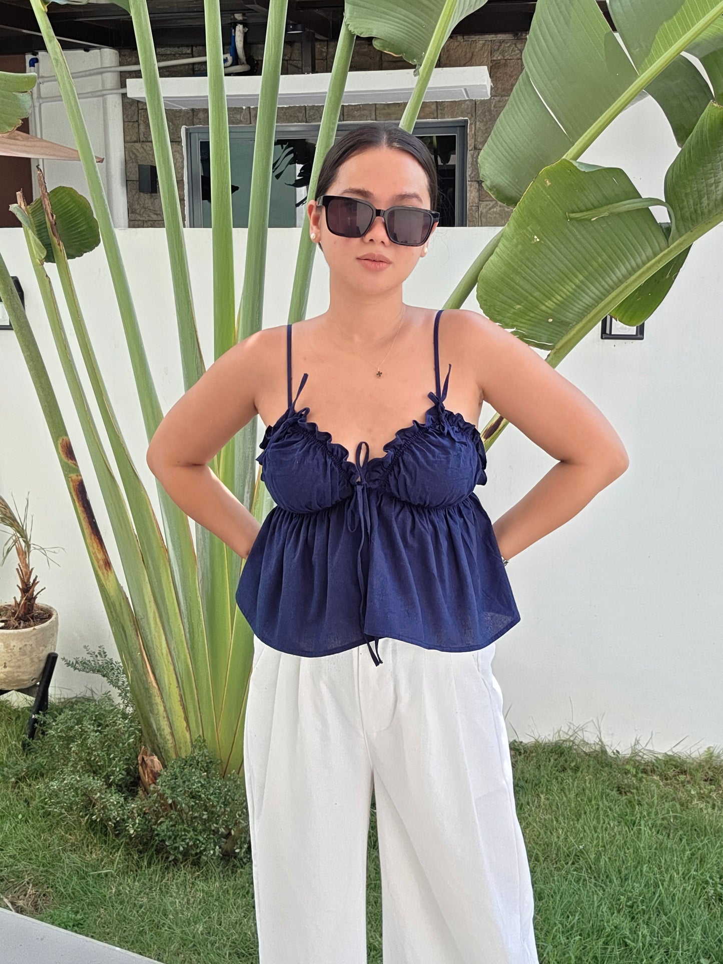 Strappy Ruched Ribbon Top