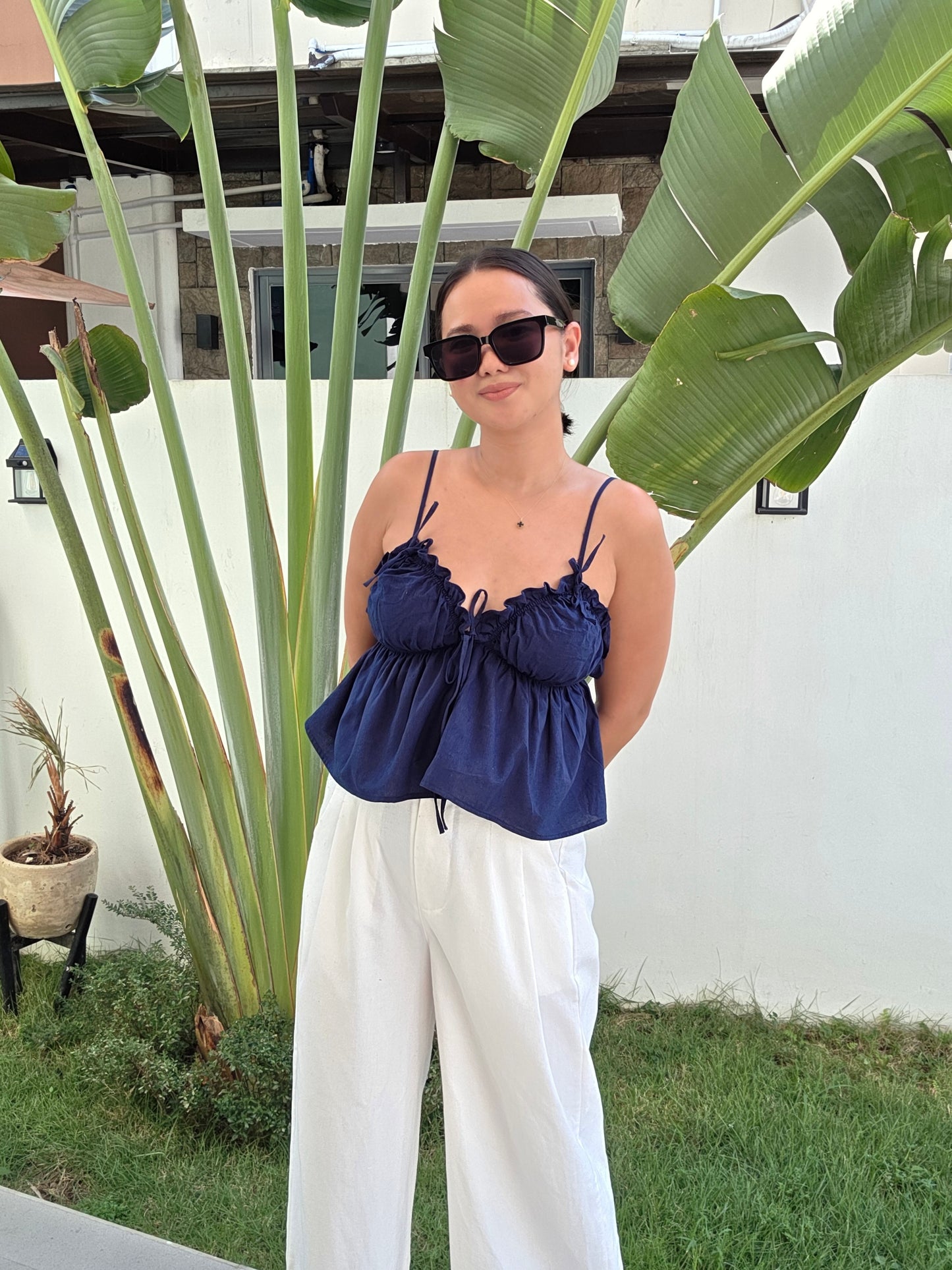Strappy Ruched Ribbon Top
