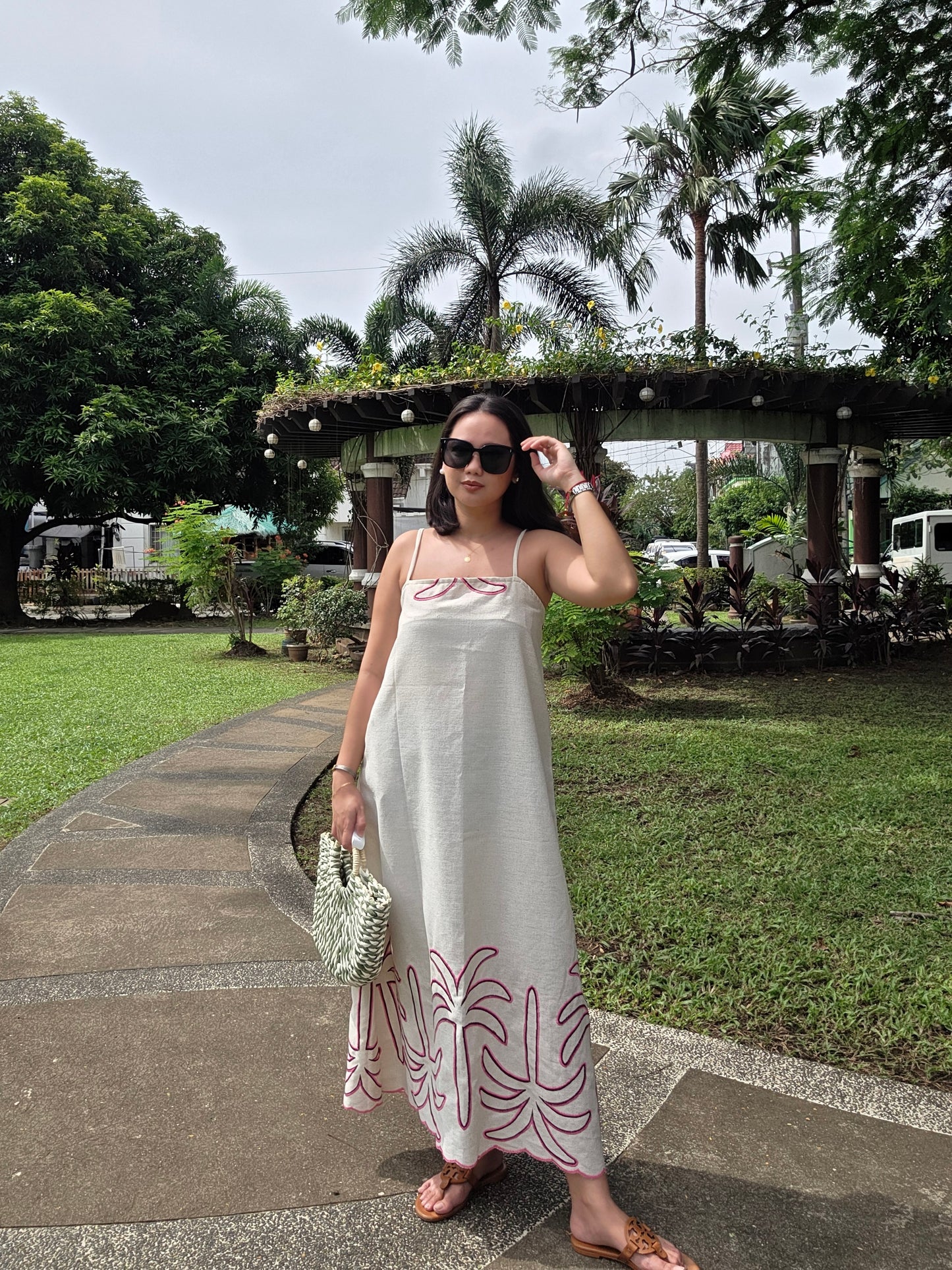 Tropical Linen Strap Dress