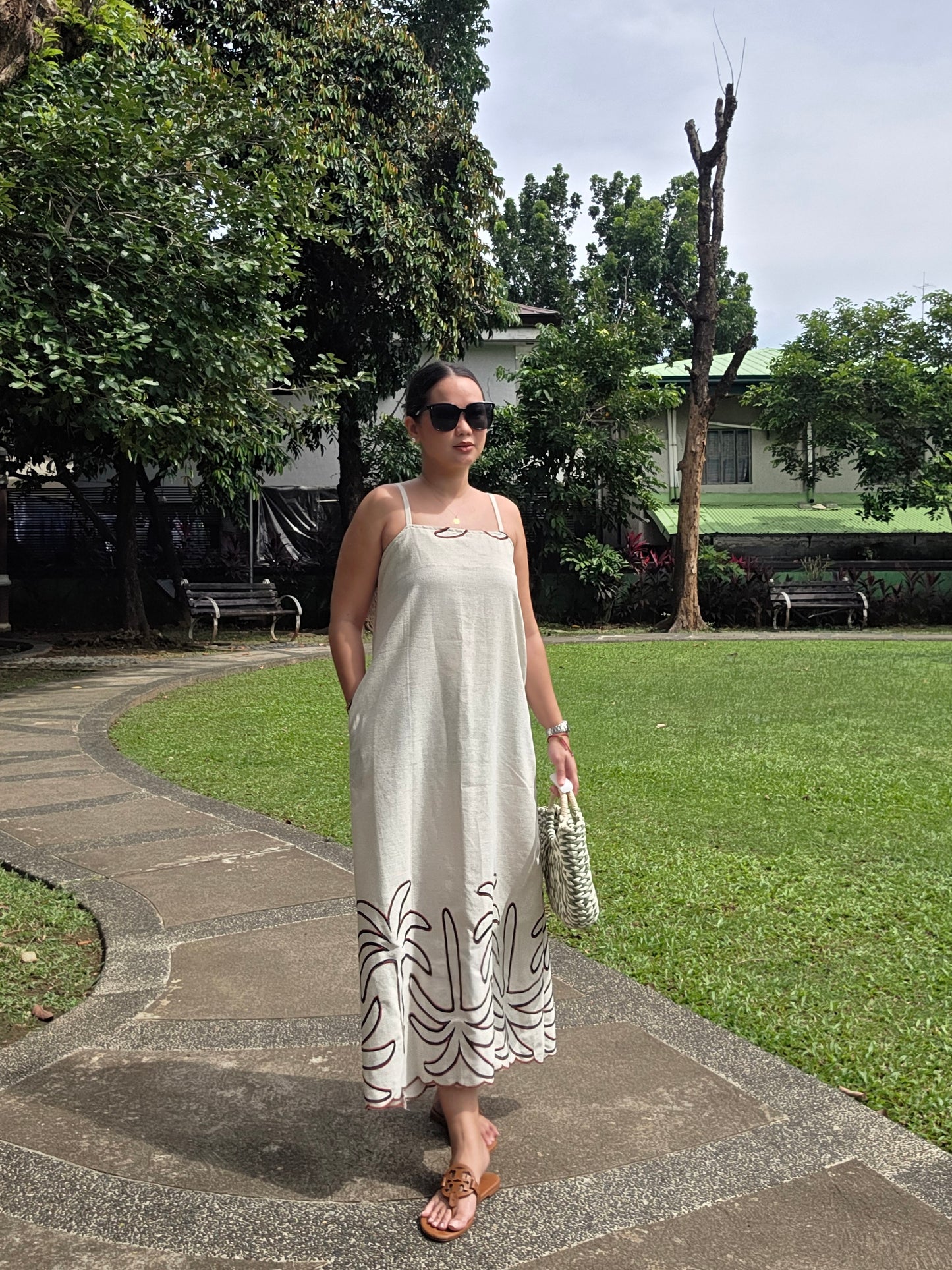 Tropical Linen Strap Dress