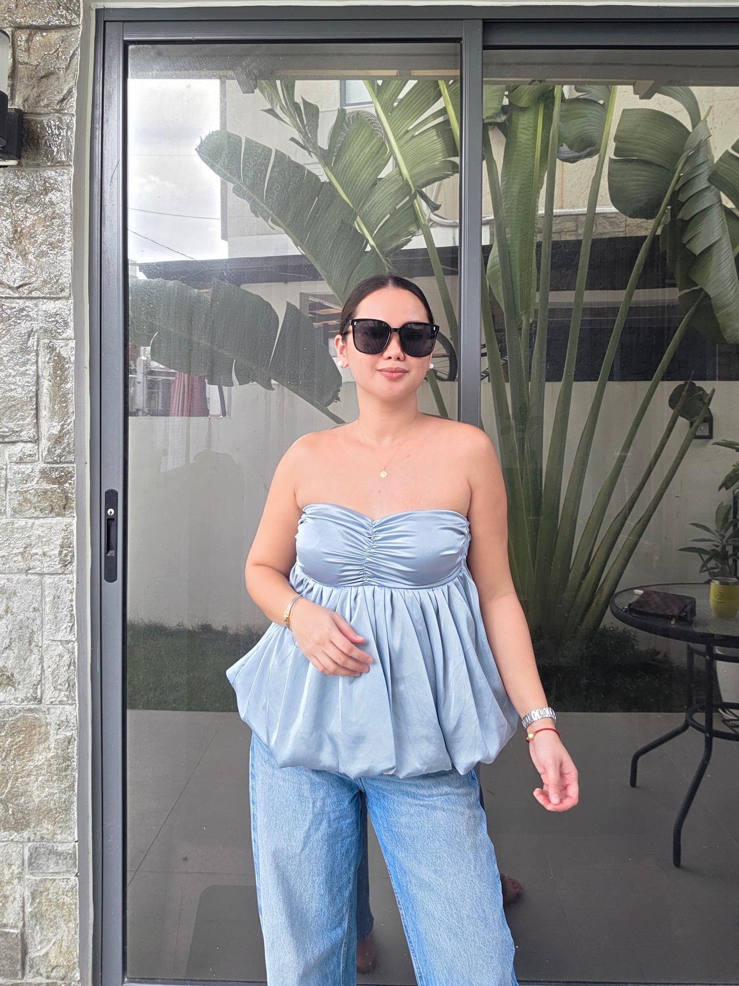 Silk Ruched Tube Top