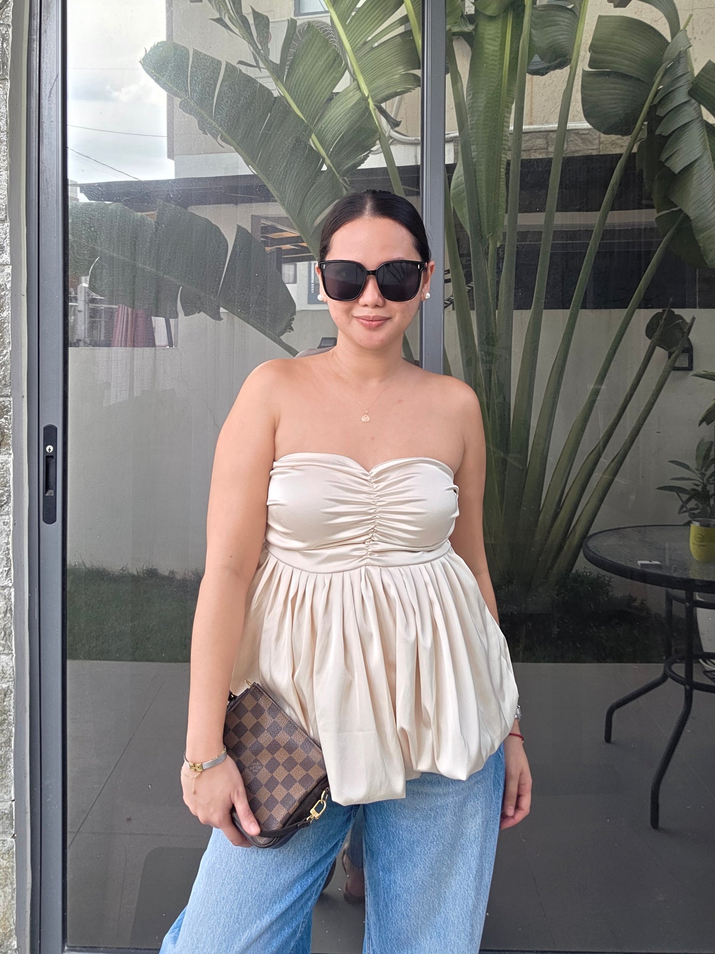 Silk Ruched Tube Top
