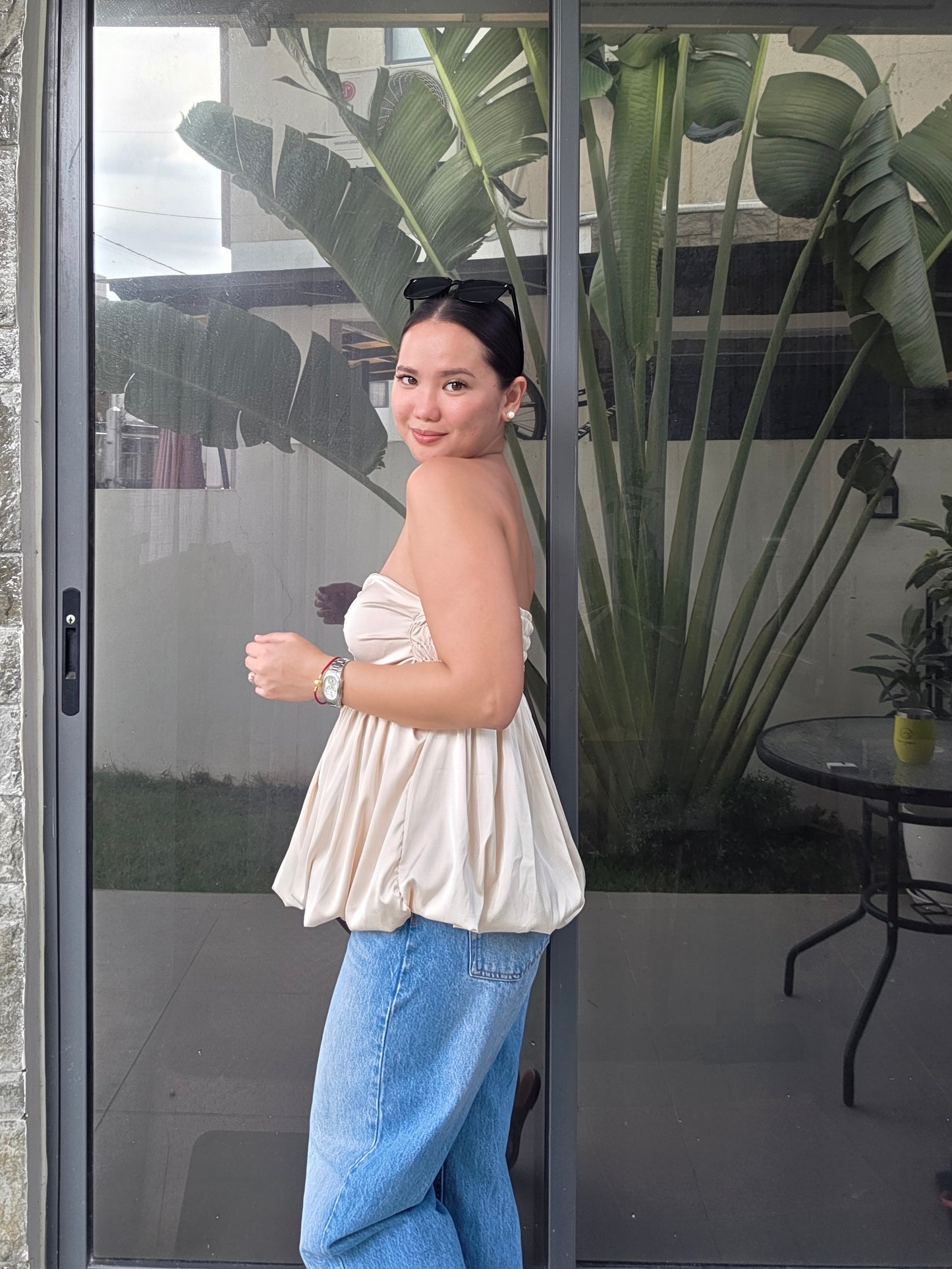 Silk Ruched Tube Top