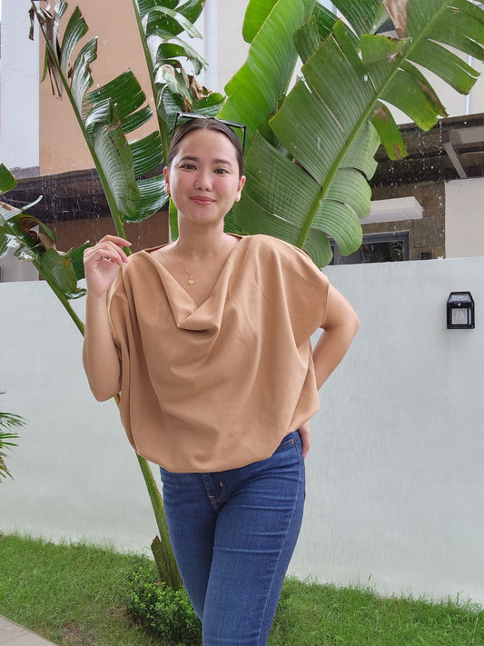 Cowl Square Top w/ Waist Garter