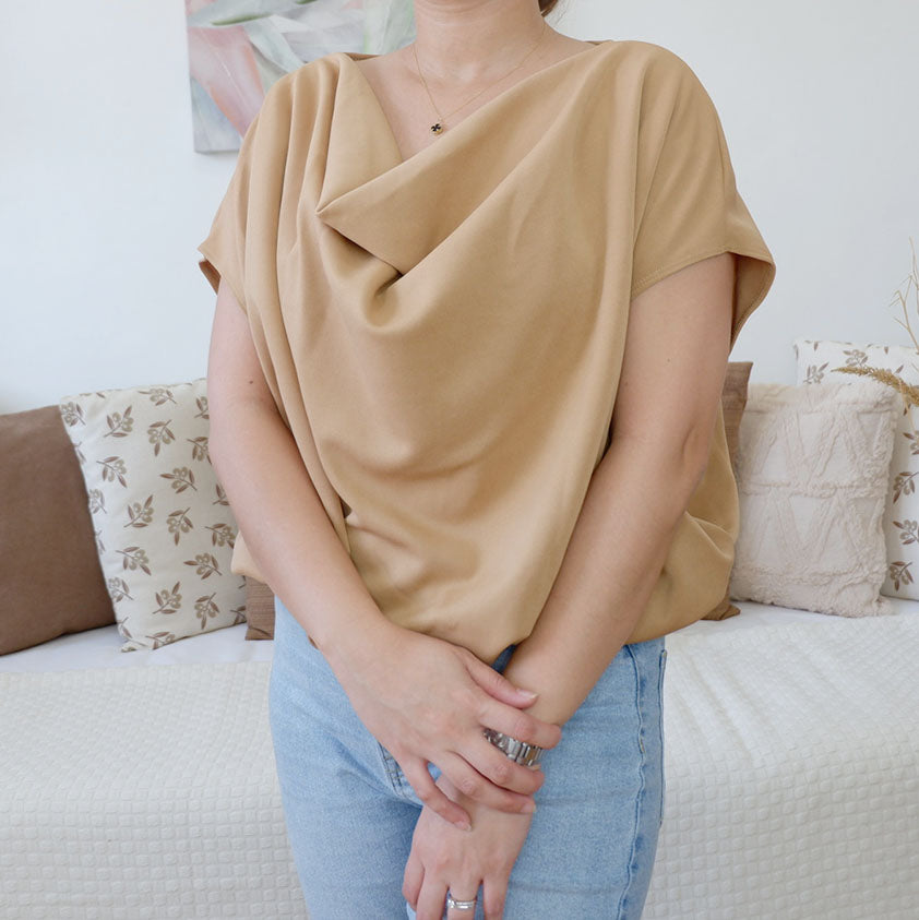 Cowl Square Top w/ Waist Garter