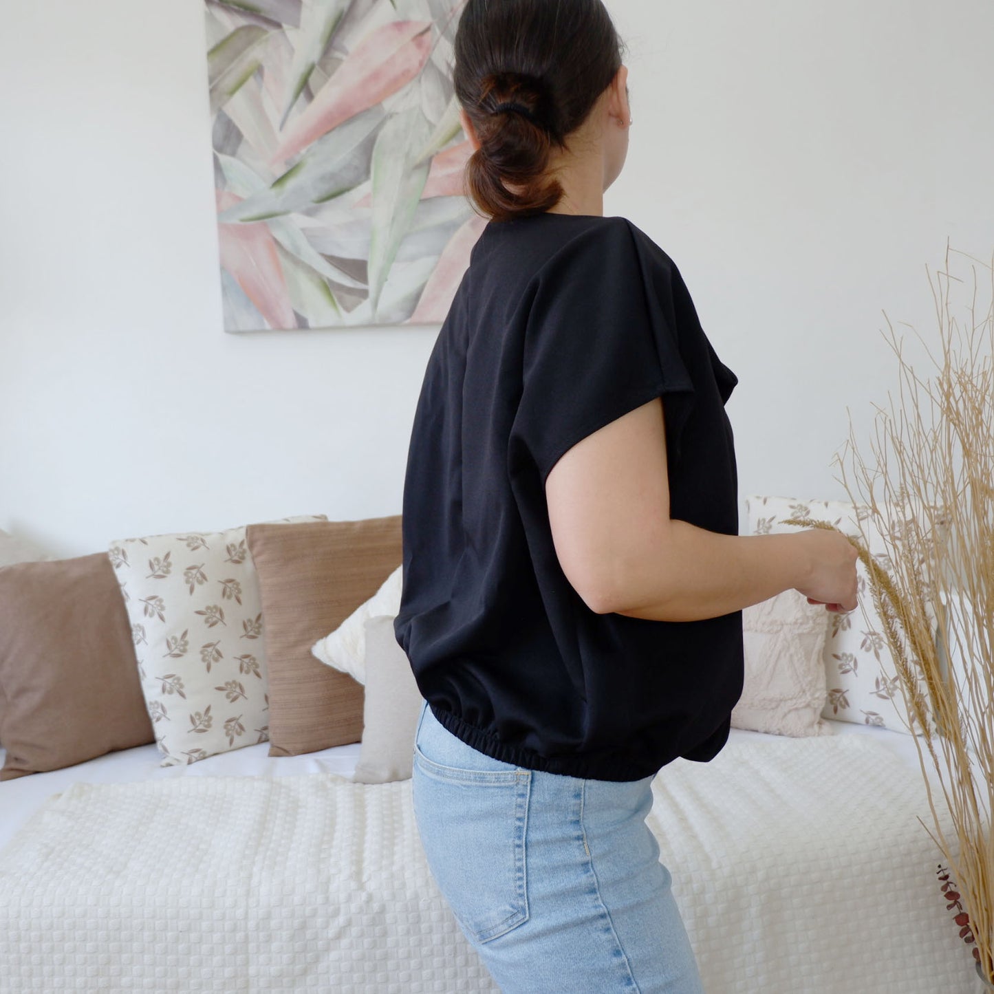Cowl Square Top w/ Waist Garter