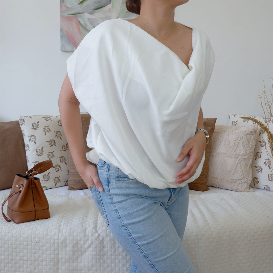 Cowl Square Top w/ Waist Garter
