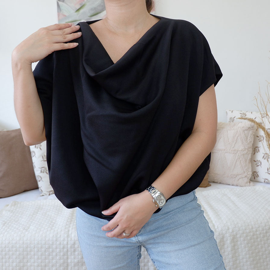 Cowl Square Top w/ Waist Garter