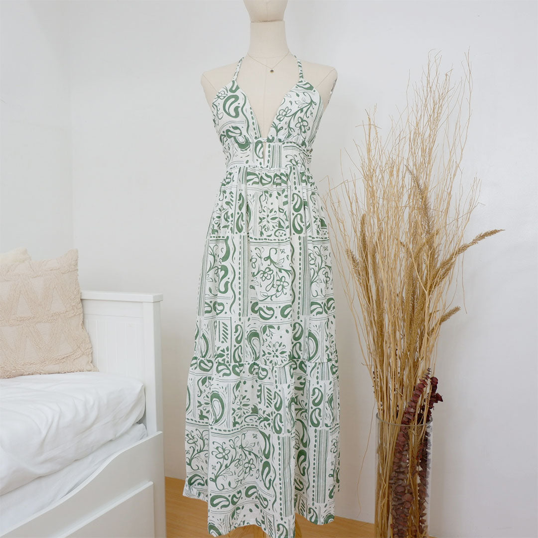 Deep V-Neck Maxi Dress