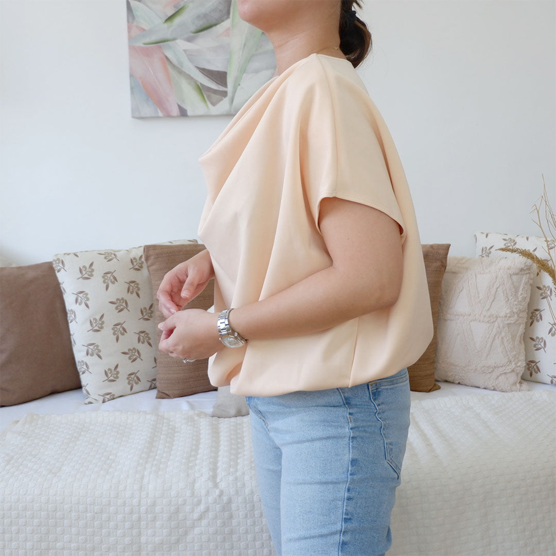 Cowl Square Top w/ Waist Garter