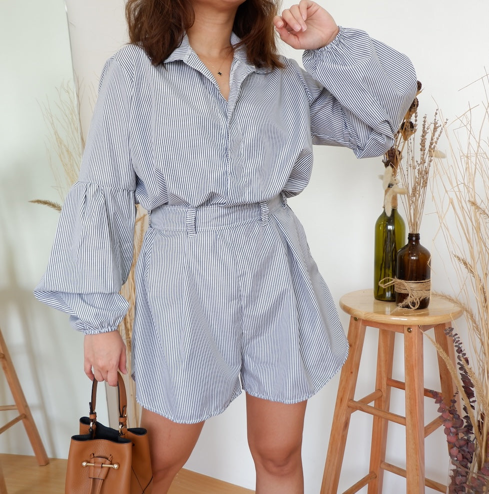 Striped Shorts Jumpsuit