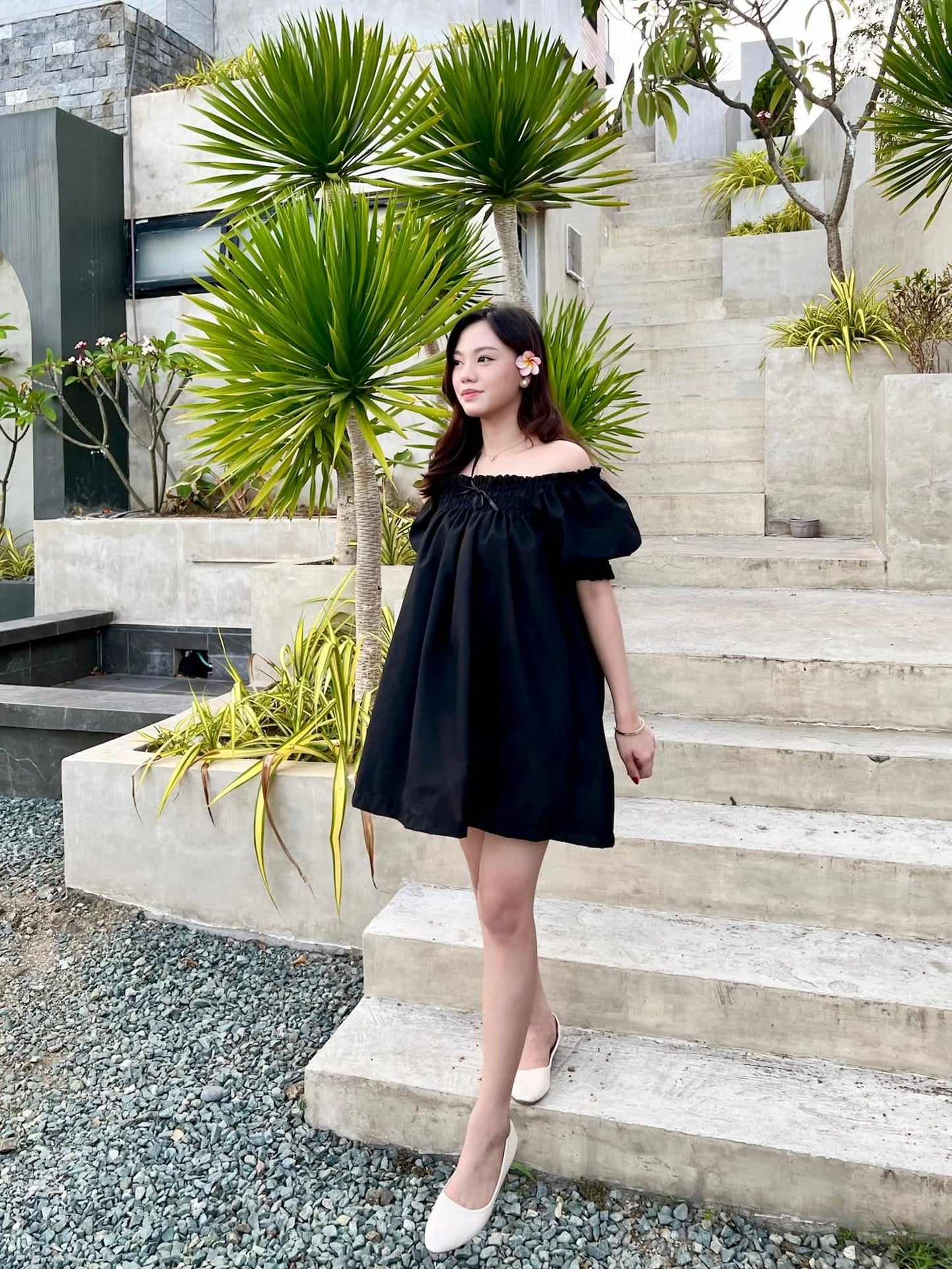 Off-Shoulder Babydoll Dress