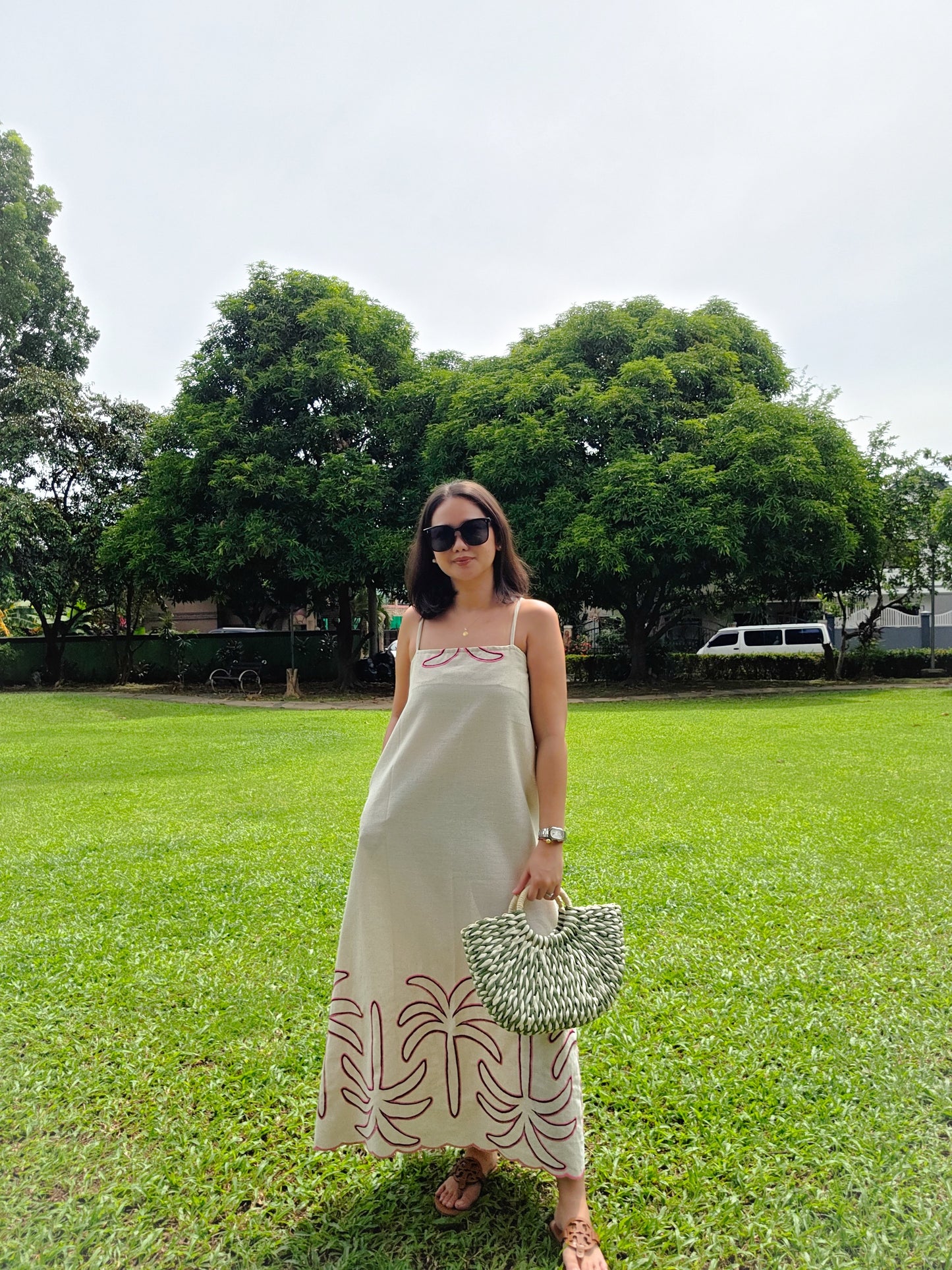 Tropical Linen Strap Dress