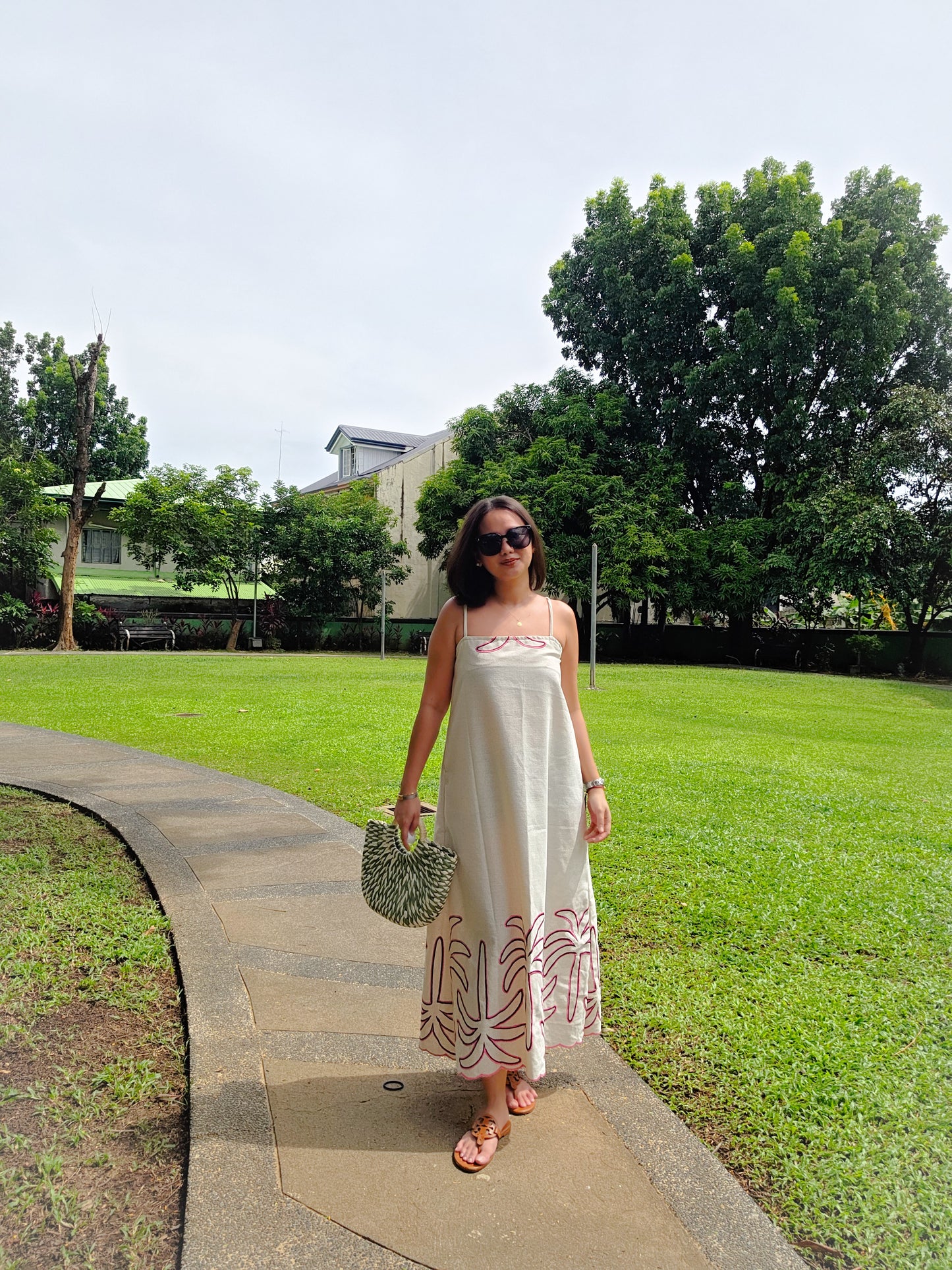 Tropical Linen Strap Dress