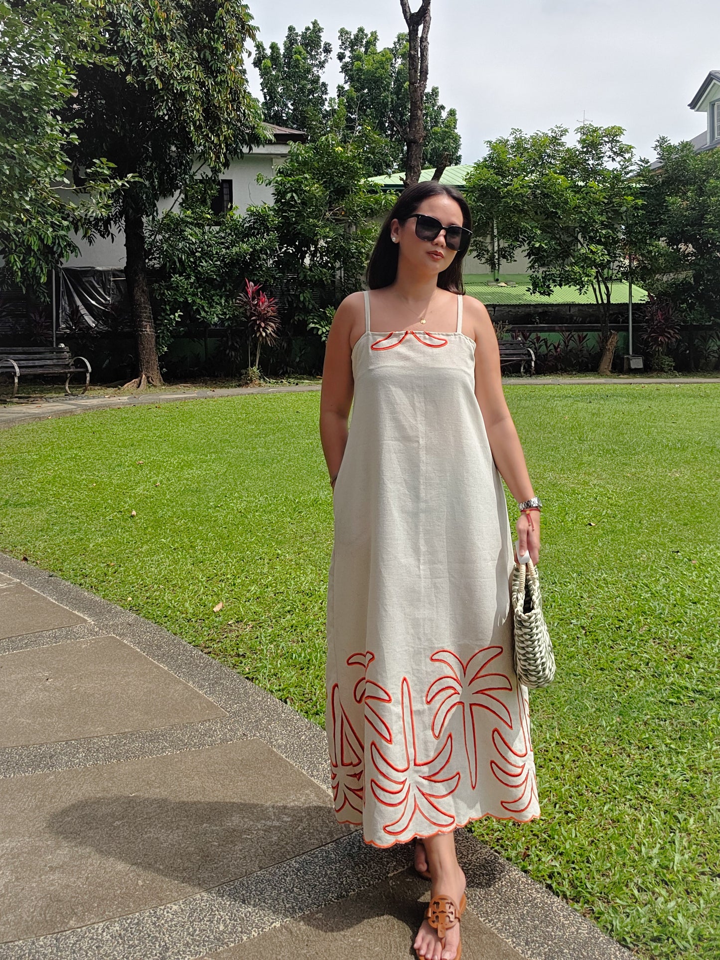 Tropical Linen Strap Dress