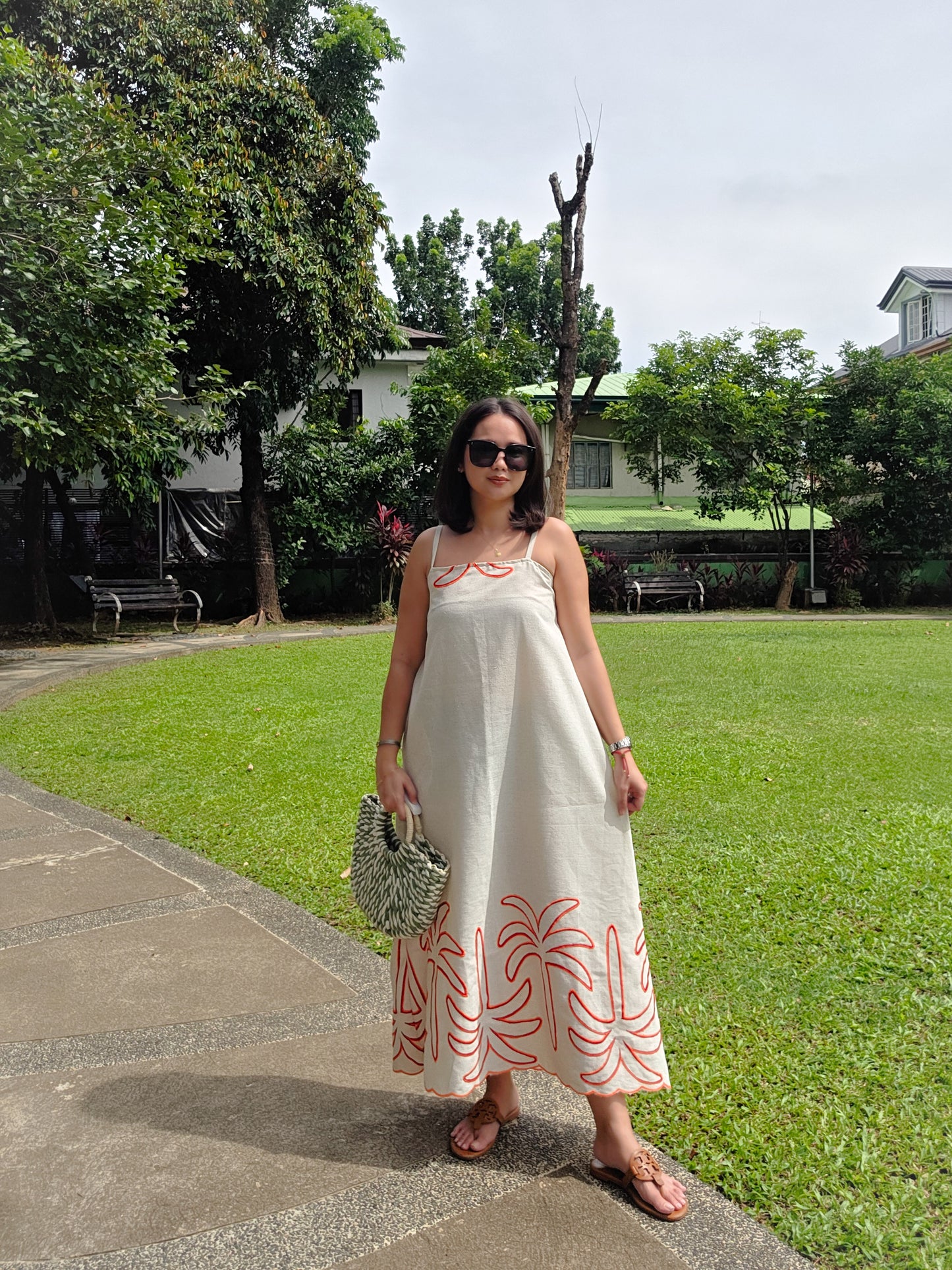 Tropical Linen Strap Dress