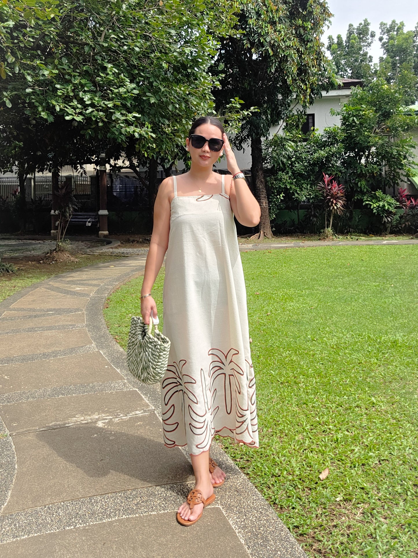 Tropical Linen Strap Dress