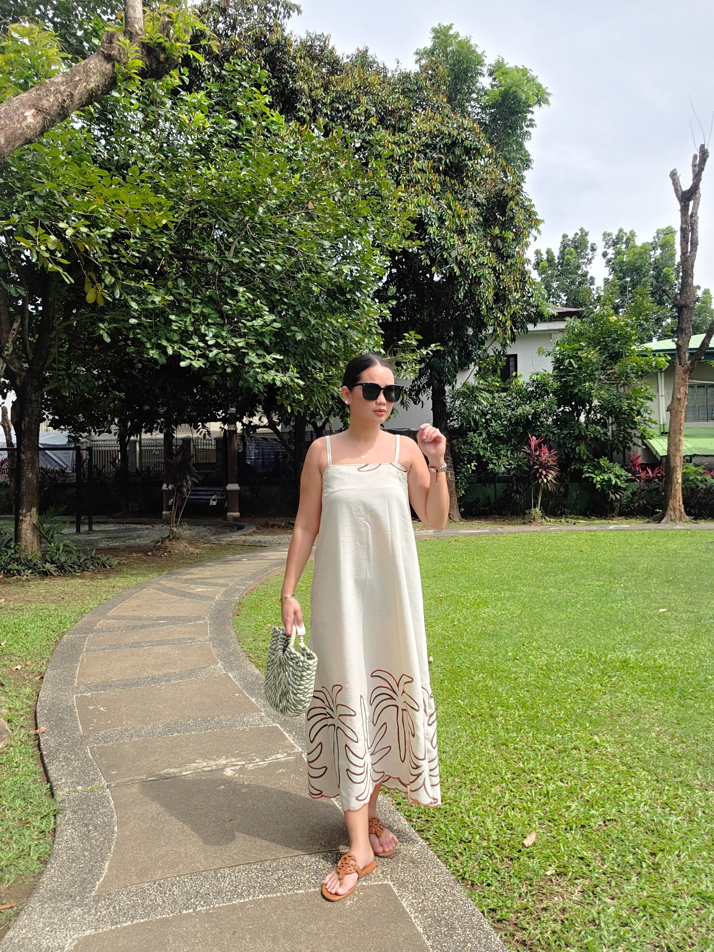 Tropical Linen Strap Dress