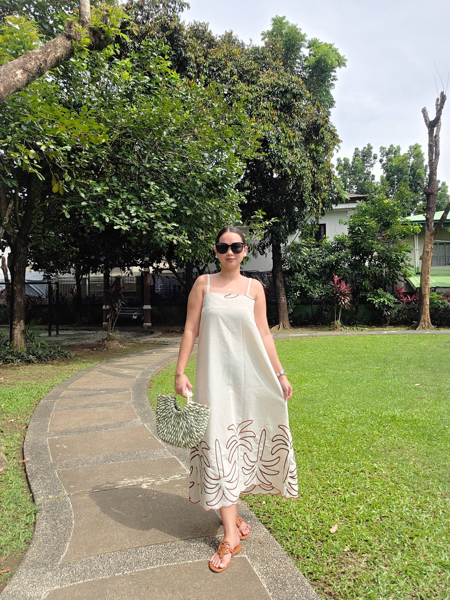 Tropical Linen Strap Dress