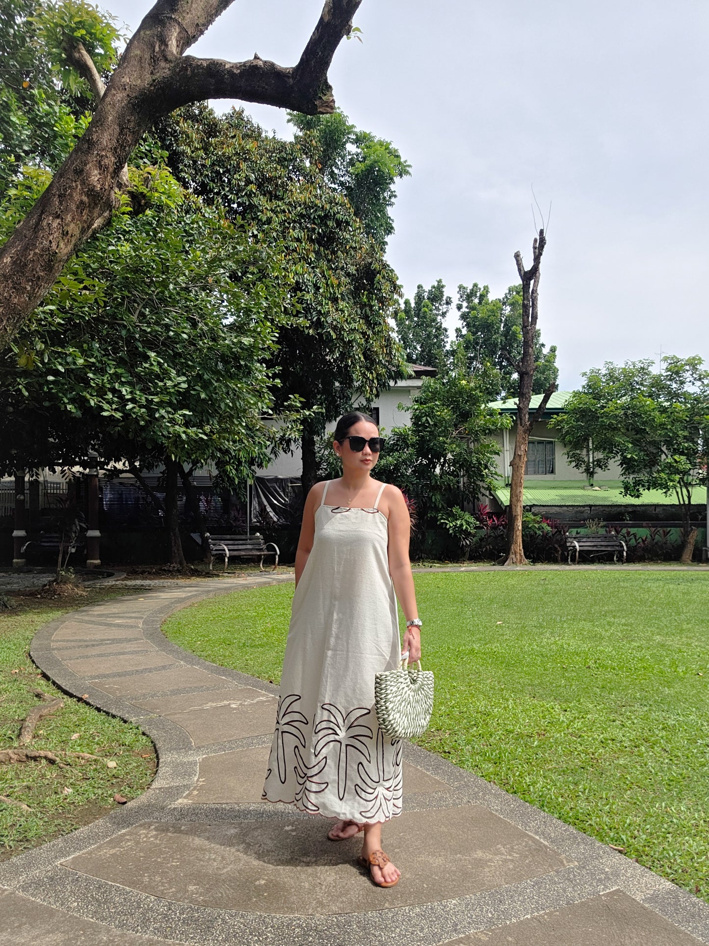 Tropical Linen Strap Dress
