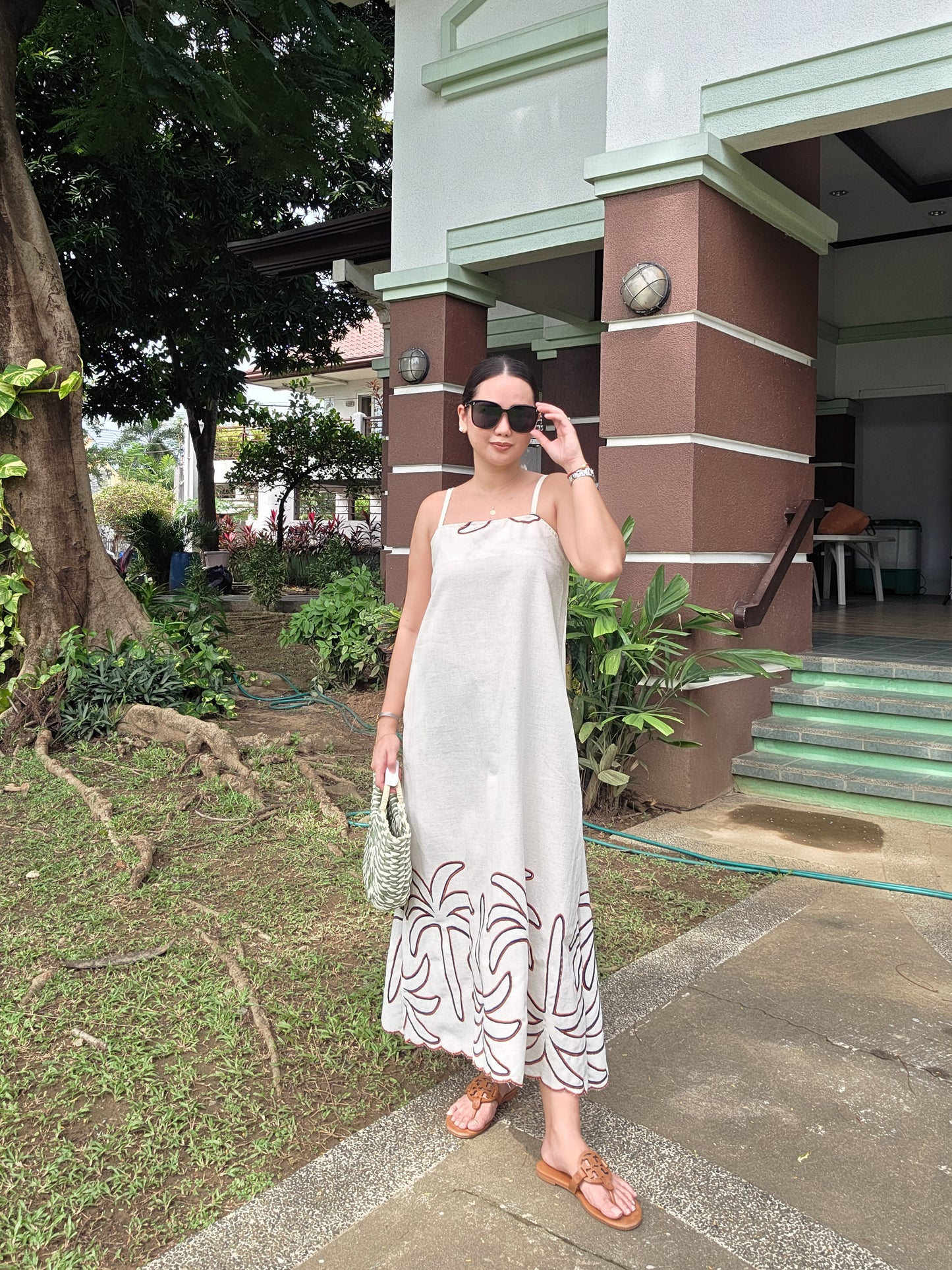 Tropical Linen Strap Dress