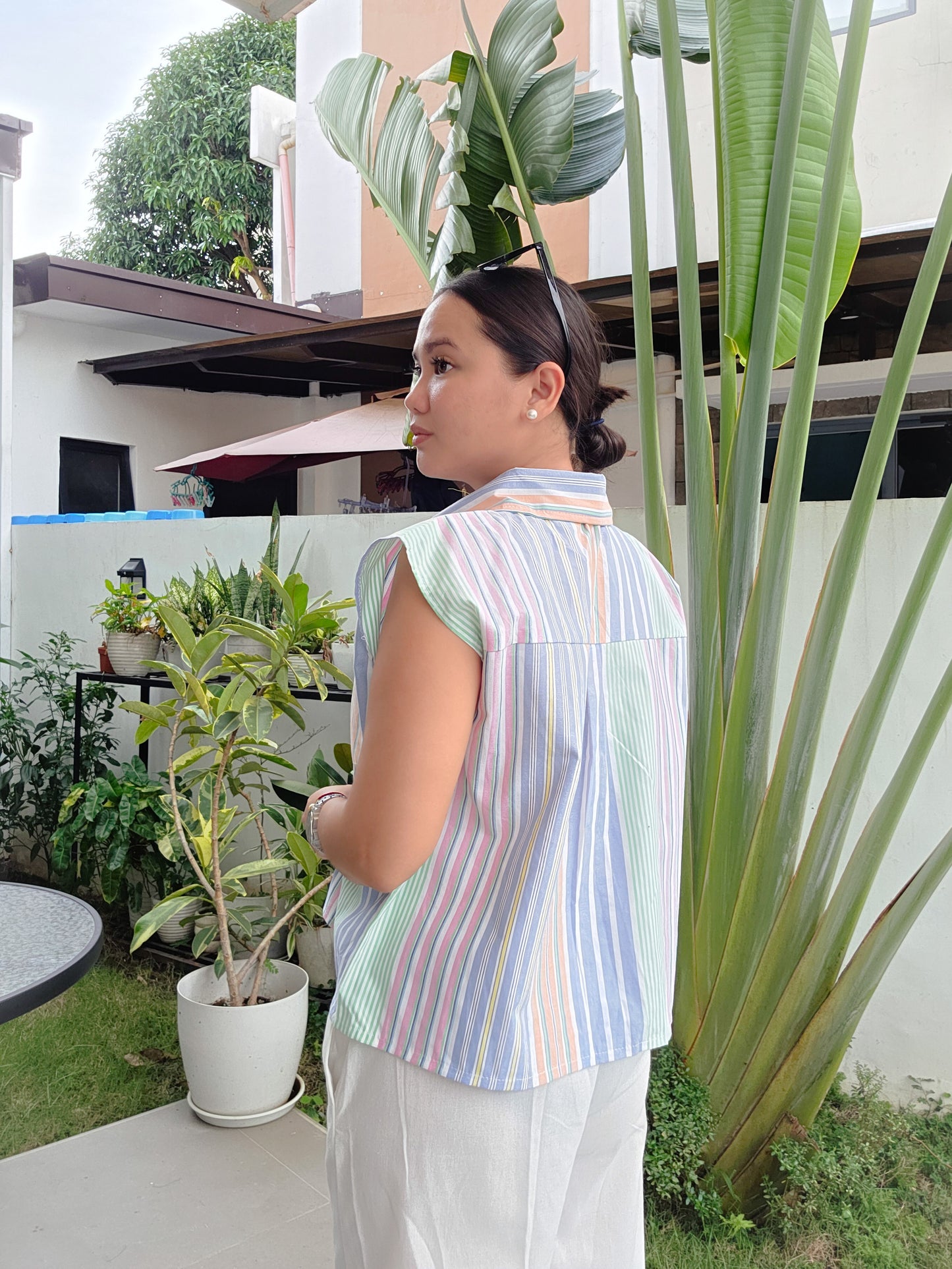 Oversized Sleeveless Button Shirt