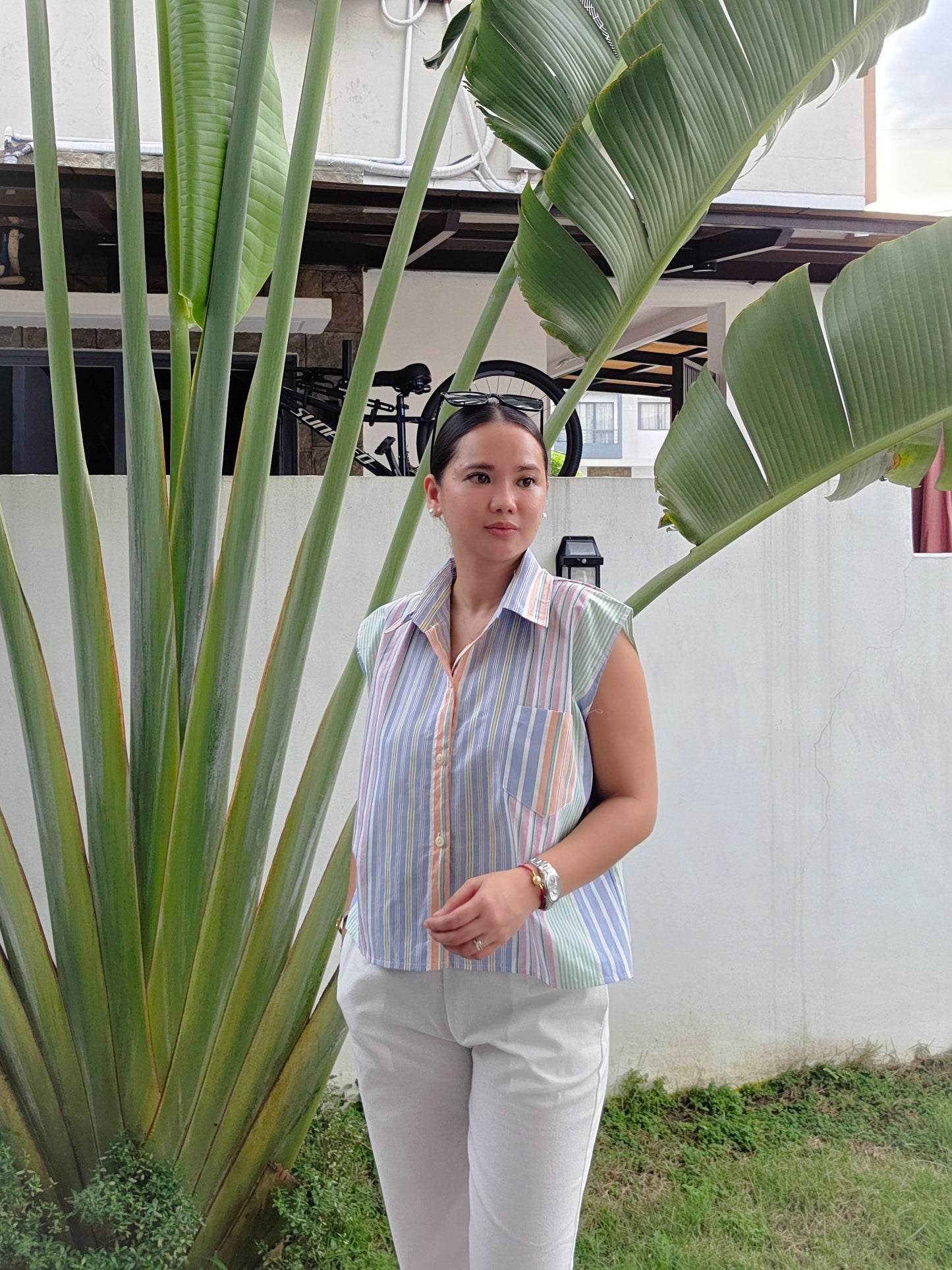 Oversized Sleeveless Button Shirt