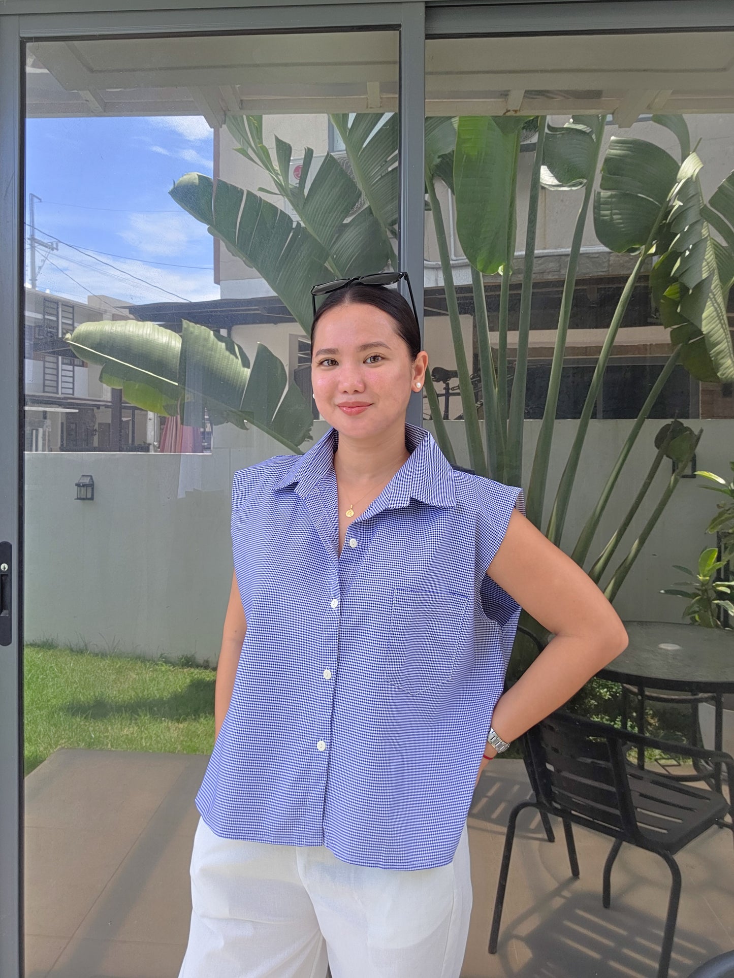 Oversized Sleeveless Button Shirt