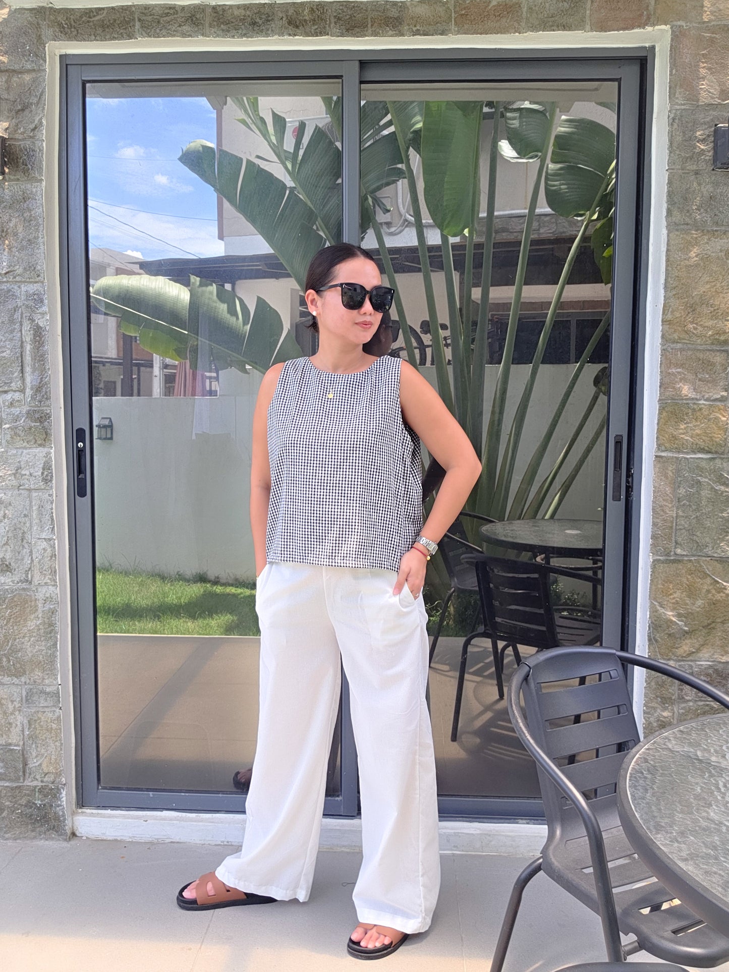 Checkered Sleeveless Boxy Top
