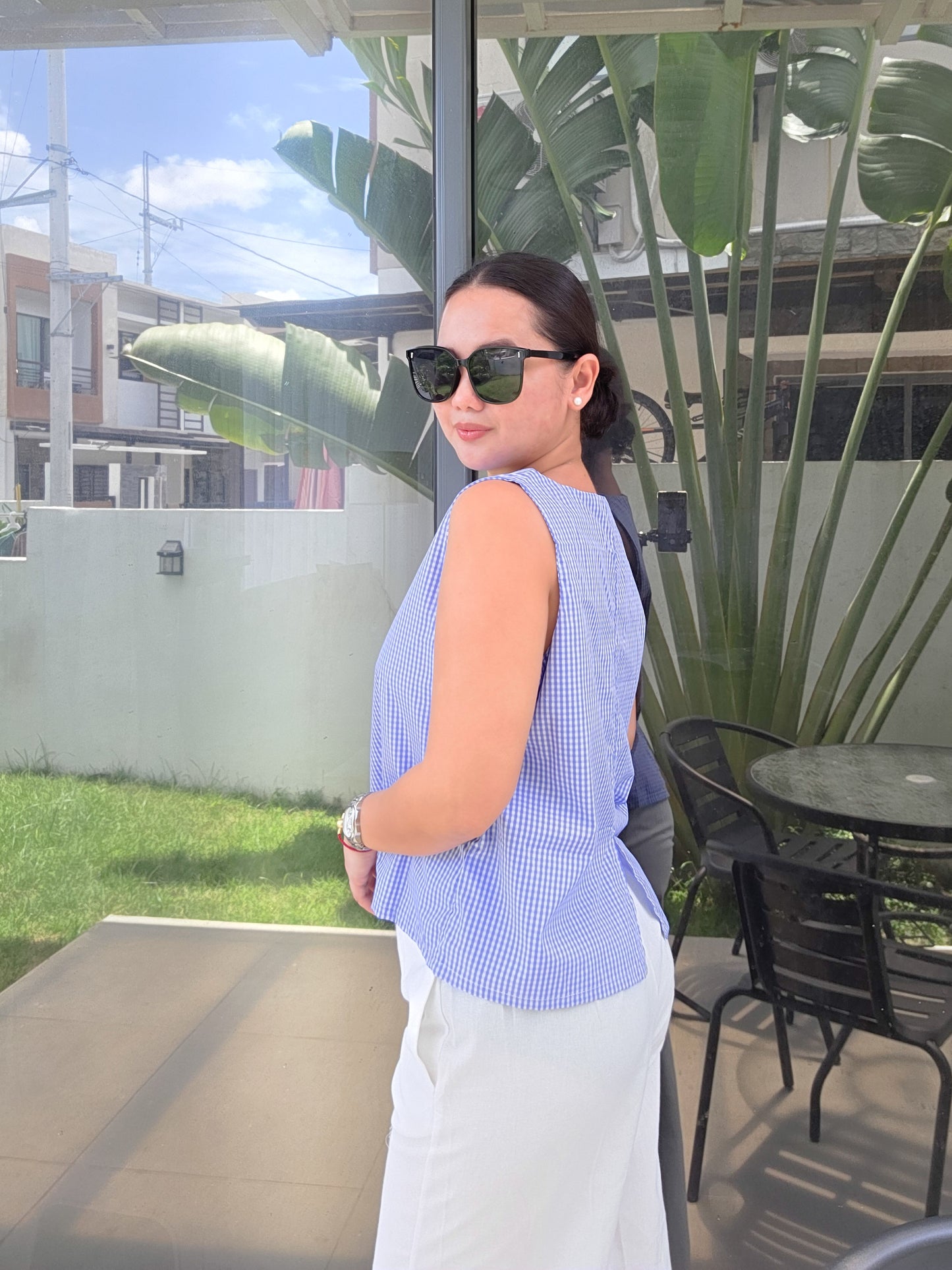 Checkered Sleeveless Boxy Top
