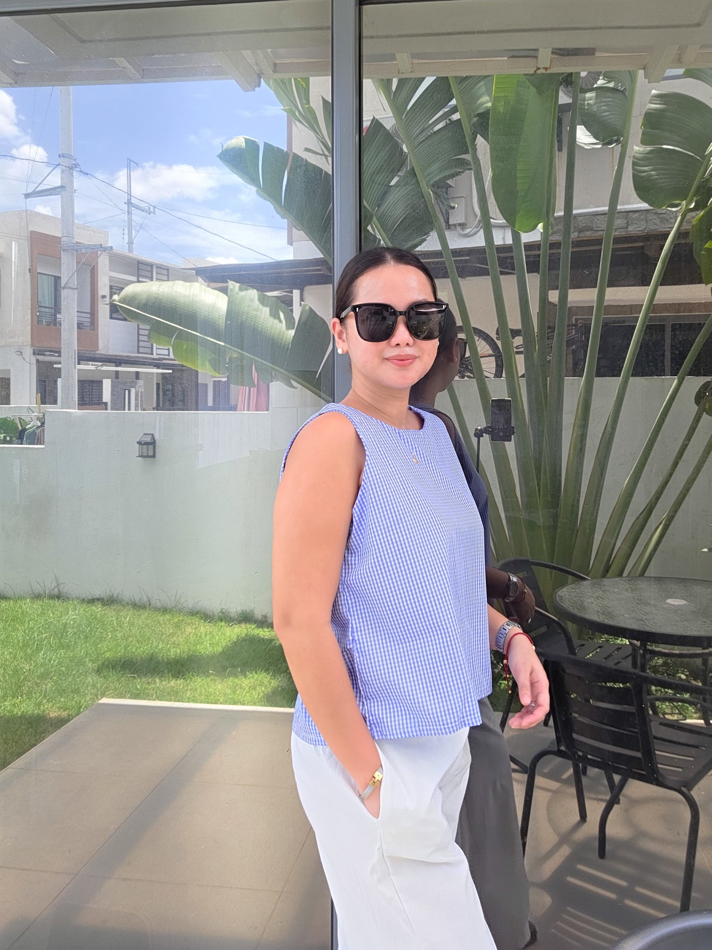 Checkered Sleeveless Boxy Top