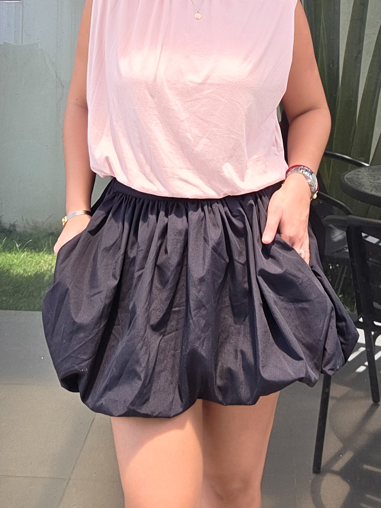 Poplin Mini Balloon Skirt