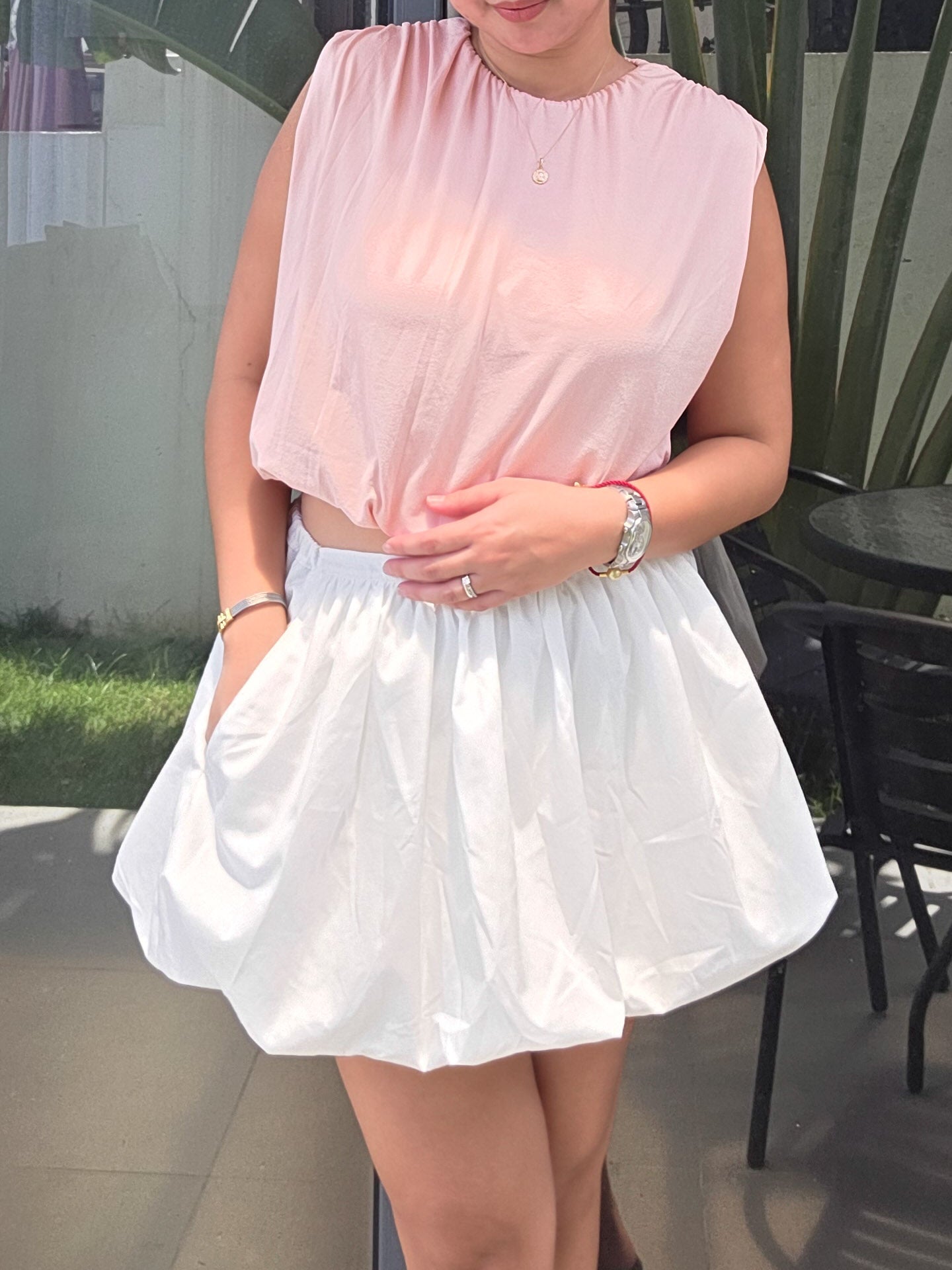 Poplin Mini Balloon Skirt