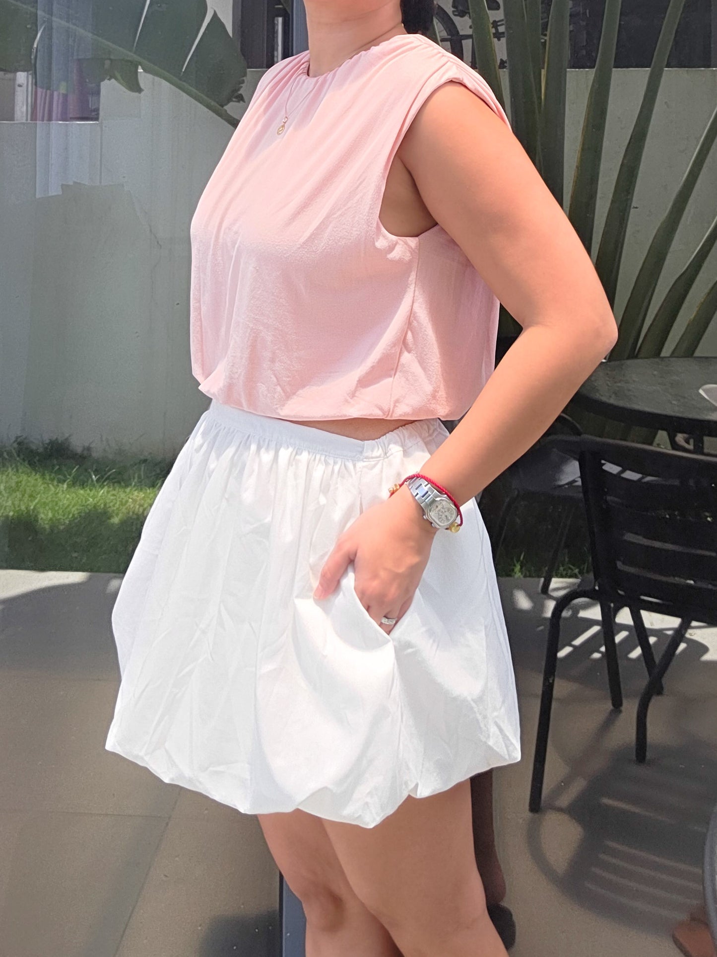 Poplin Mini Balloon Skirt