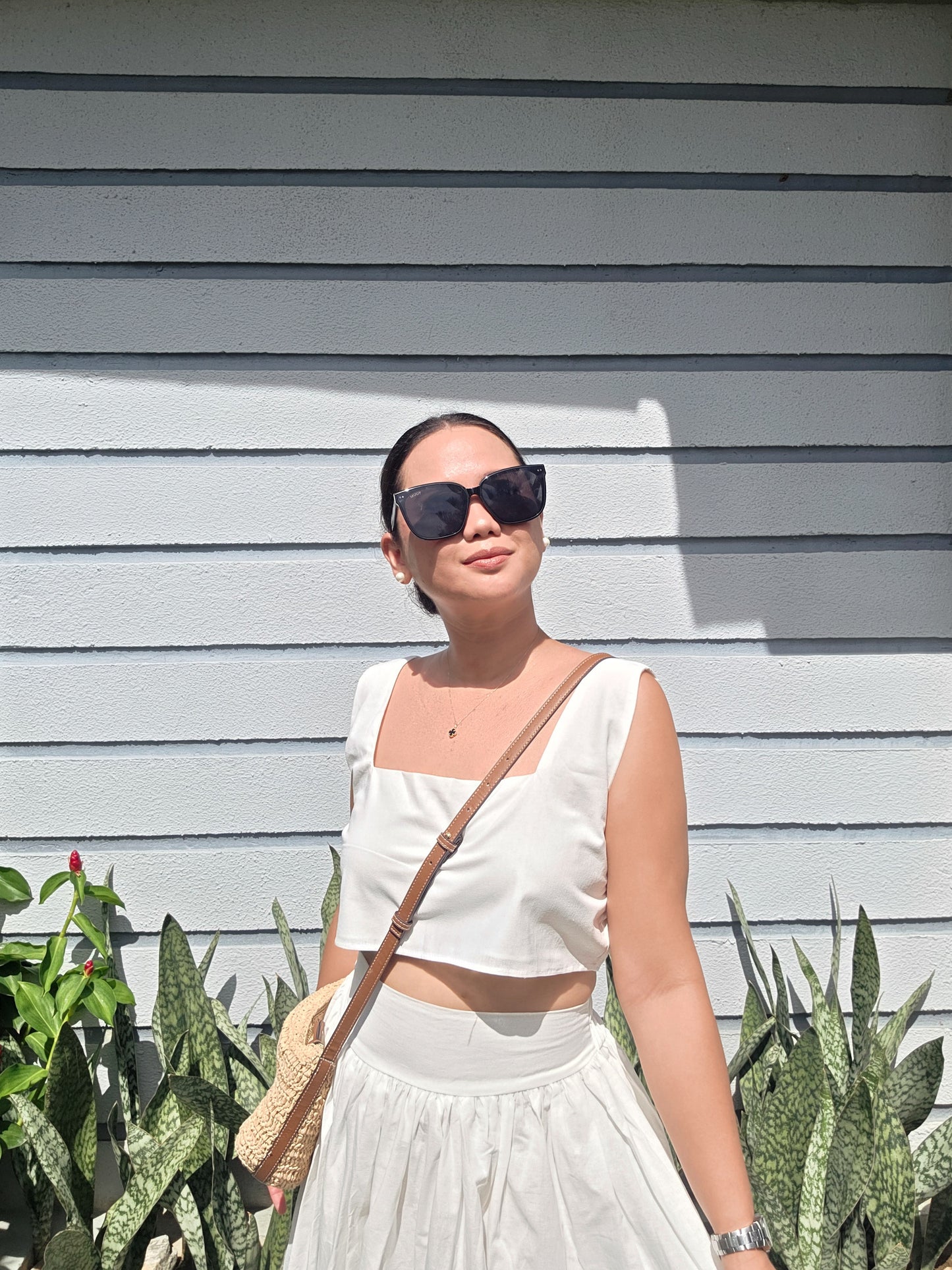 Crop Top and Skirt Linen Set