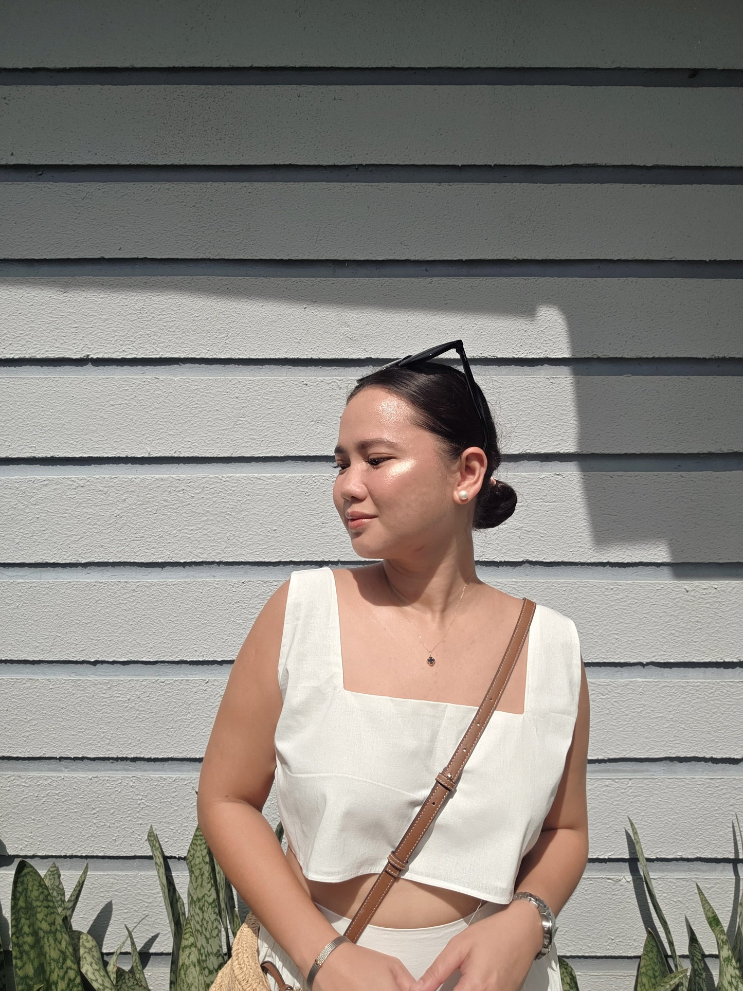Crop Top and Skirt Linen Set