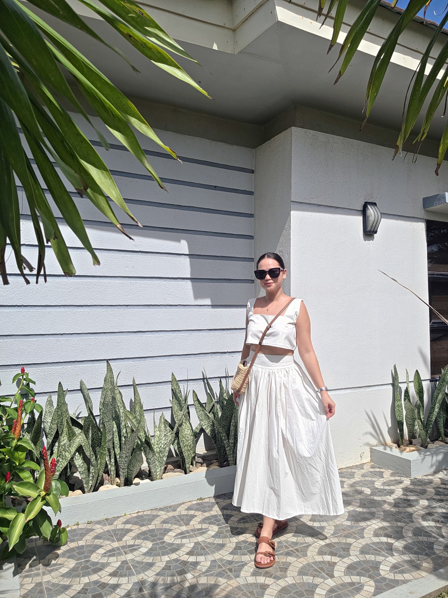 Crop Top and Skirt Linen Set