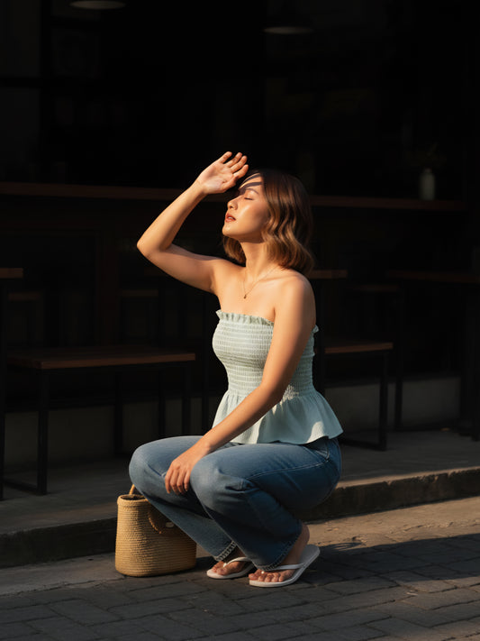 Smocked Peplum Tube Top