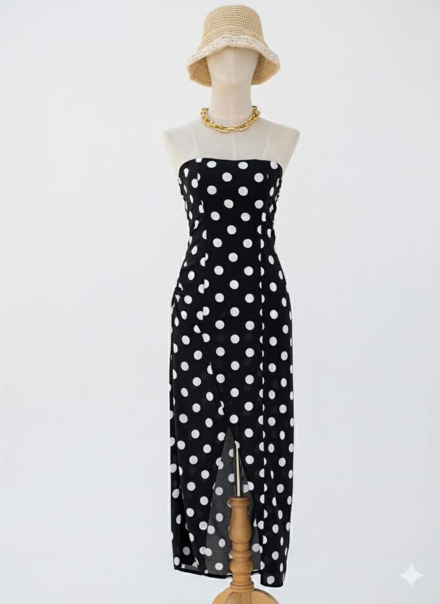 Polka Dot Tube Maxi Dress