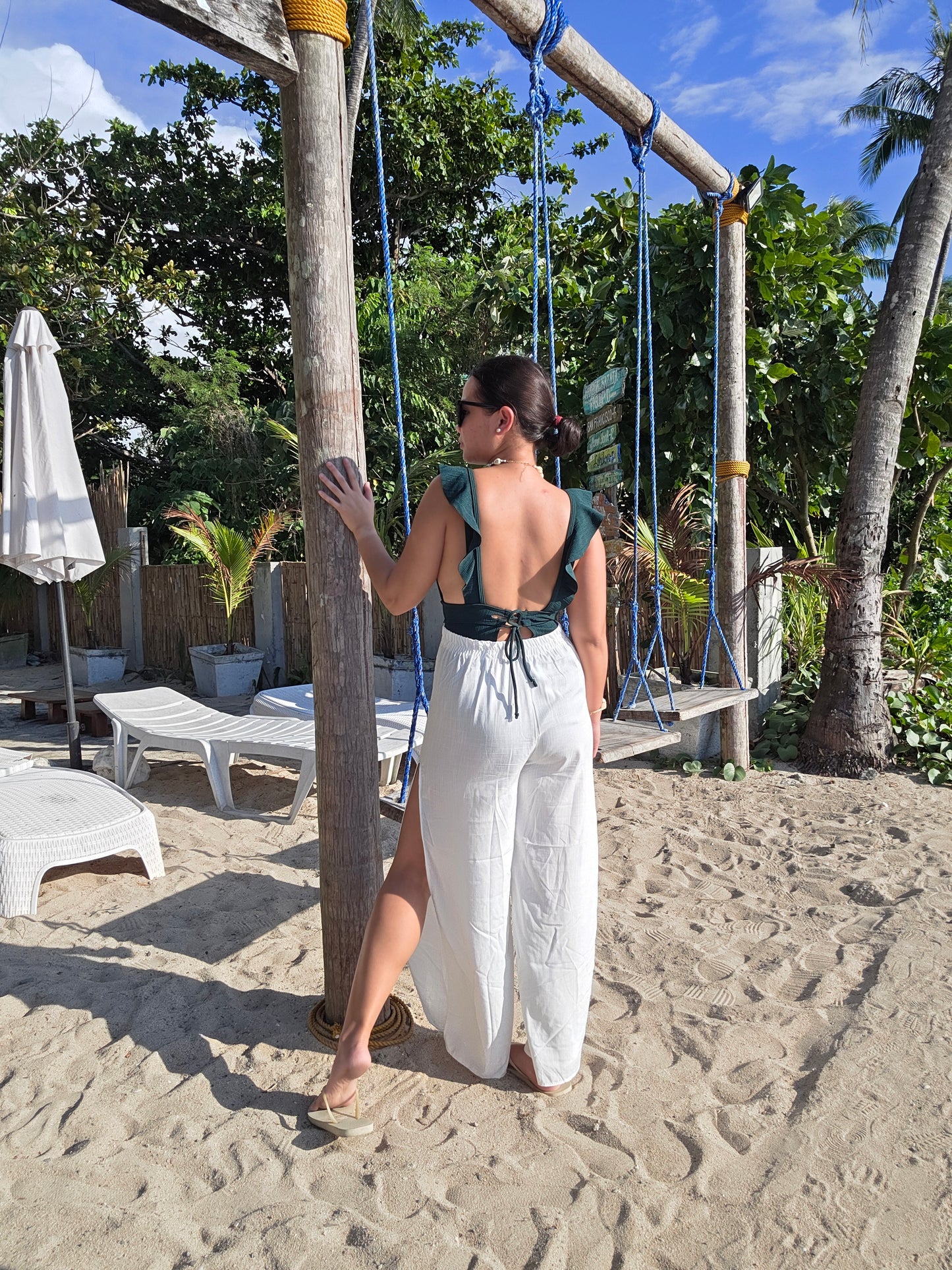 Beach Linen Slit Pants
