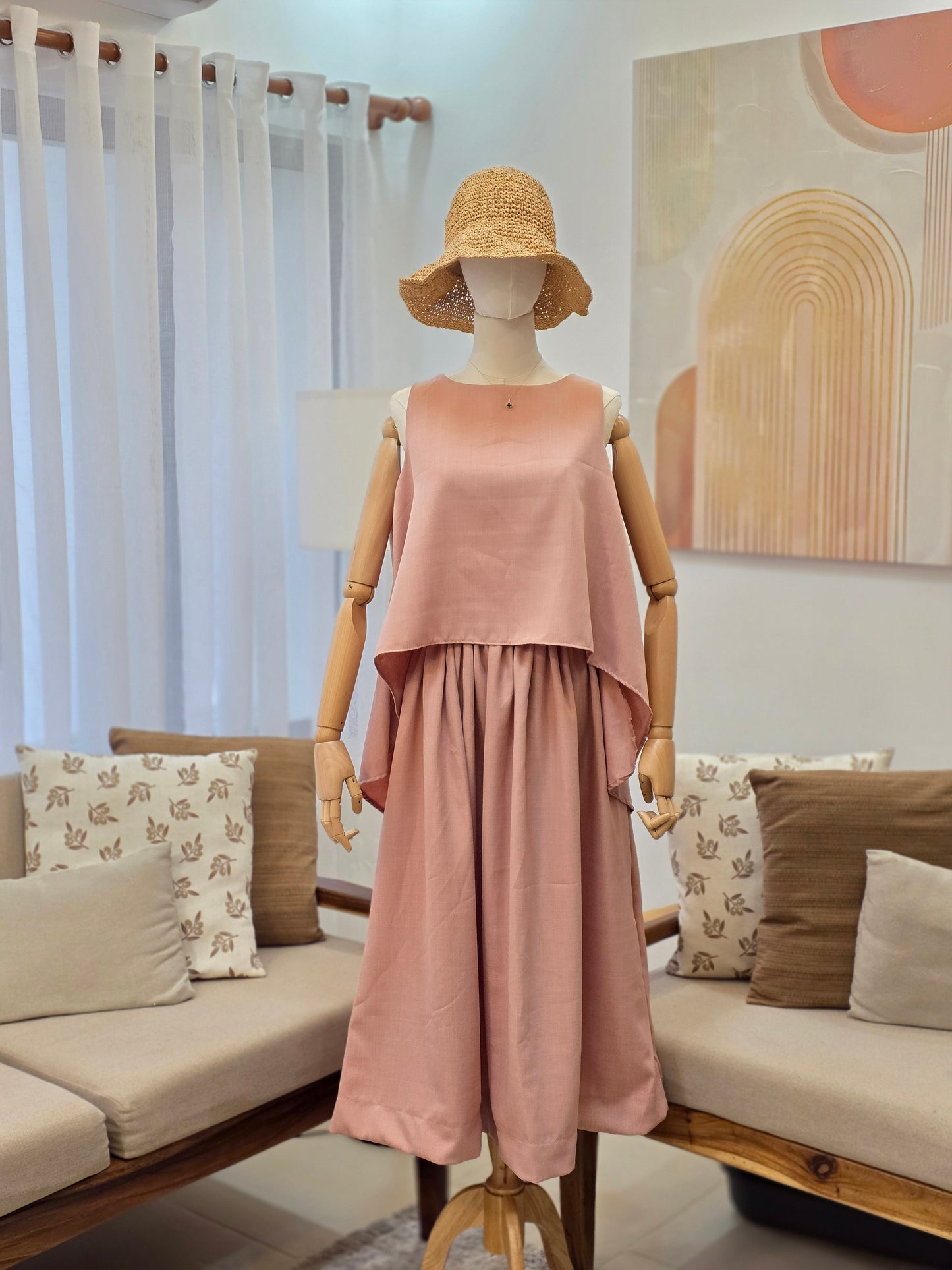 Sleeveless & Maxi Skirt Linen Set