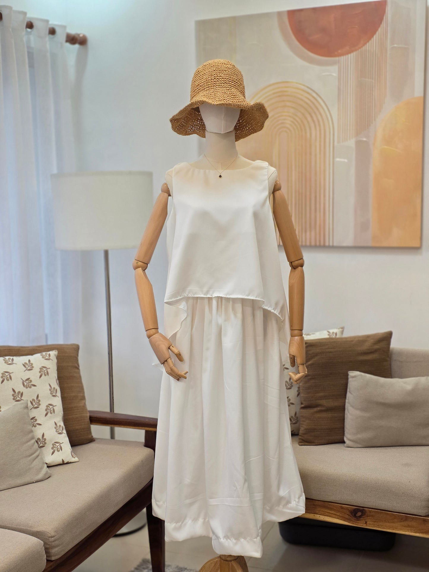 Sleeveless & Maxi Skirt Linen Set